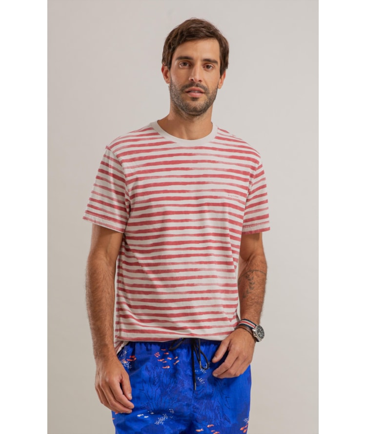 T-Shirt Listrado Garnet Mc Bf Vermelho