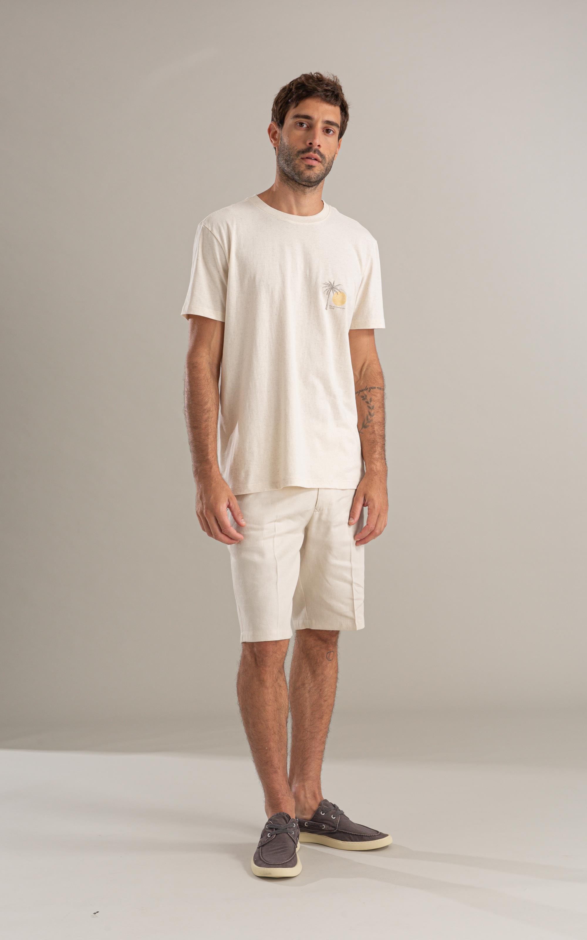 T-Shirt Make You Smile Linho Mc Bf Natural