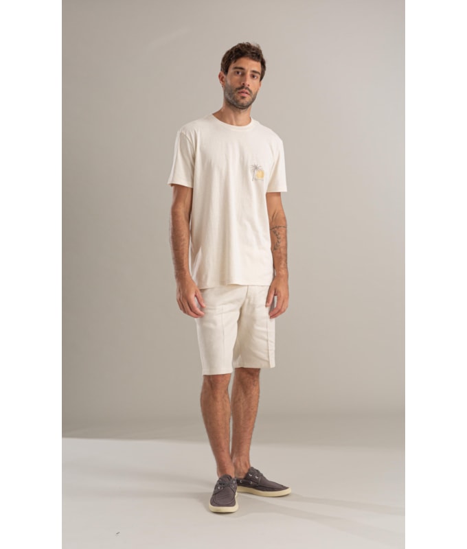 T-Shirt Make You Smile Linho Mc Bf Natural