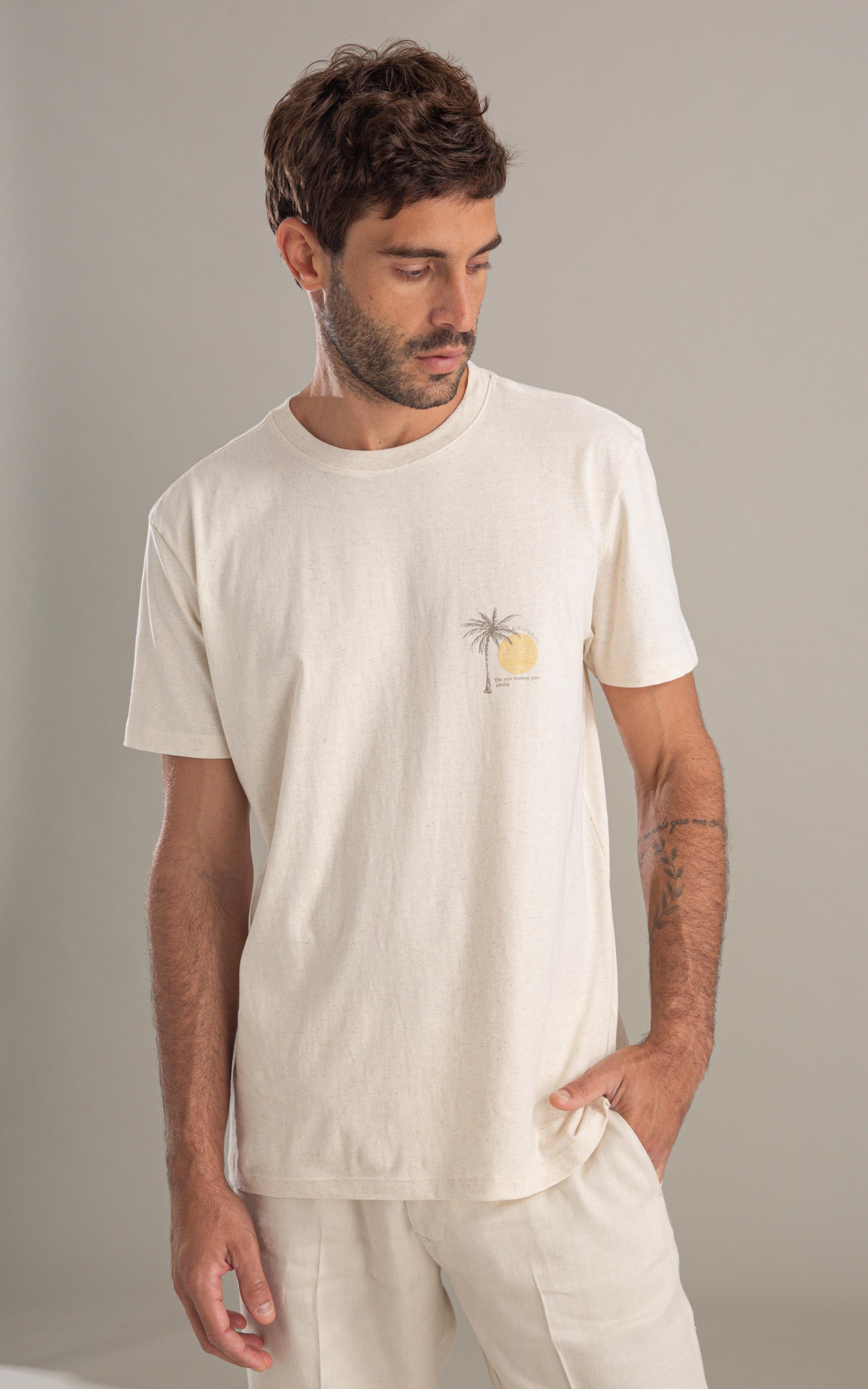 T-Shirt Make You Smile Linho Mc Bf Natural