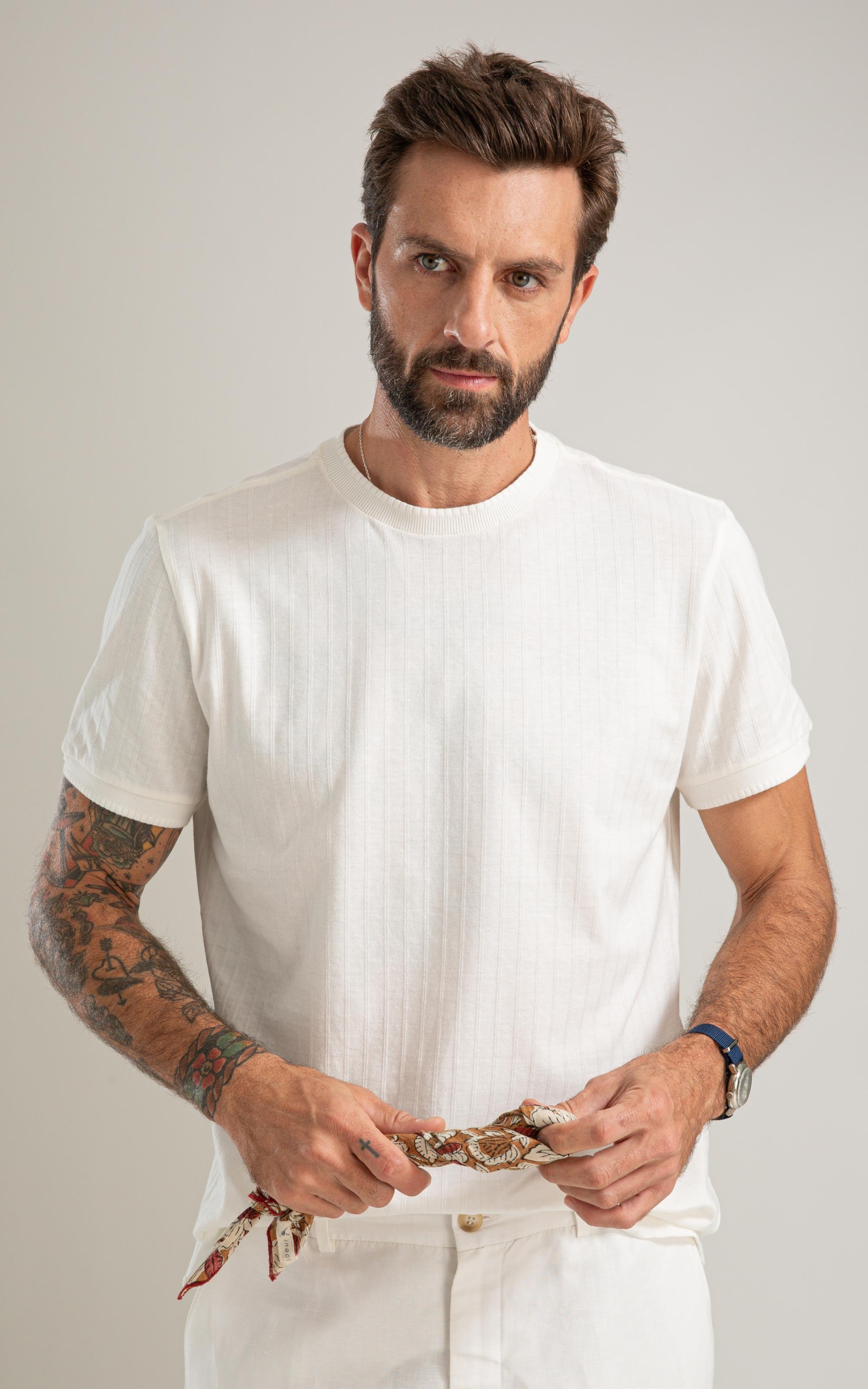 T-Shirt Malha Cutting Bf Off White