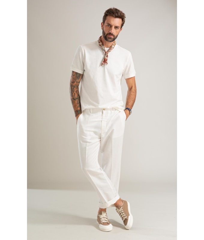 T-Shirt Malha Cutting Bf Off White