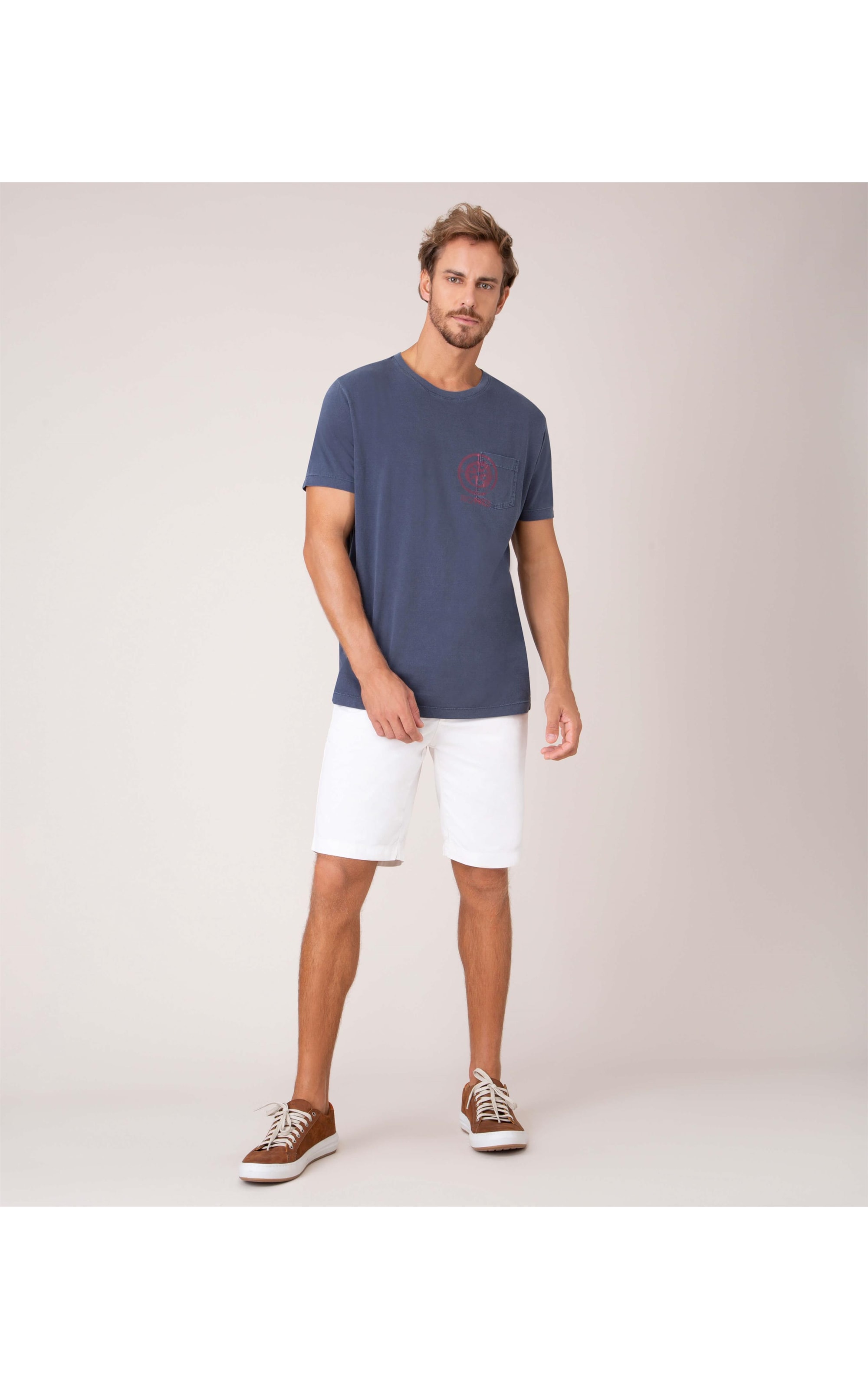 T-Shirt Mc Bussola Pocket m Malha Stone Azul Pervante