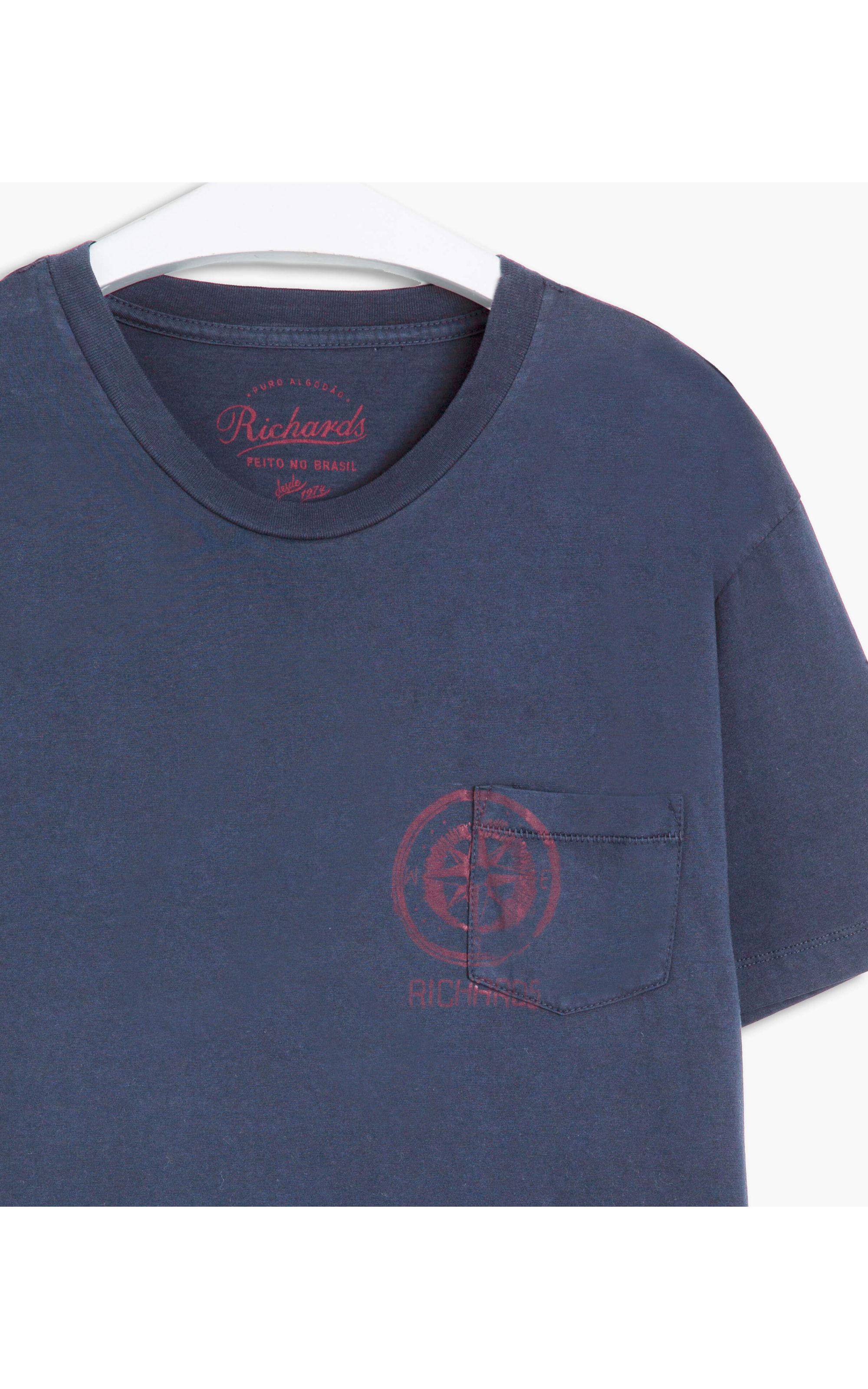 T-Shirt Mc Bussola Pocket m Malha Stone Azul Pervante