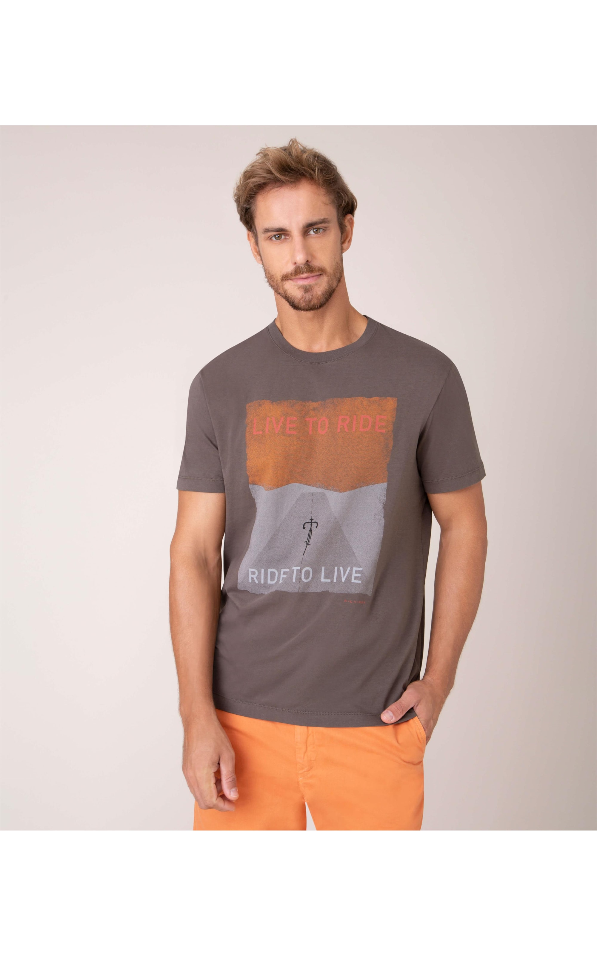 T-Shirt Mc Live To Ride m Malha Coraston Tabaco