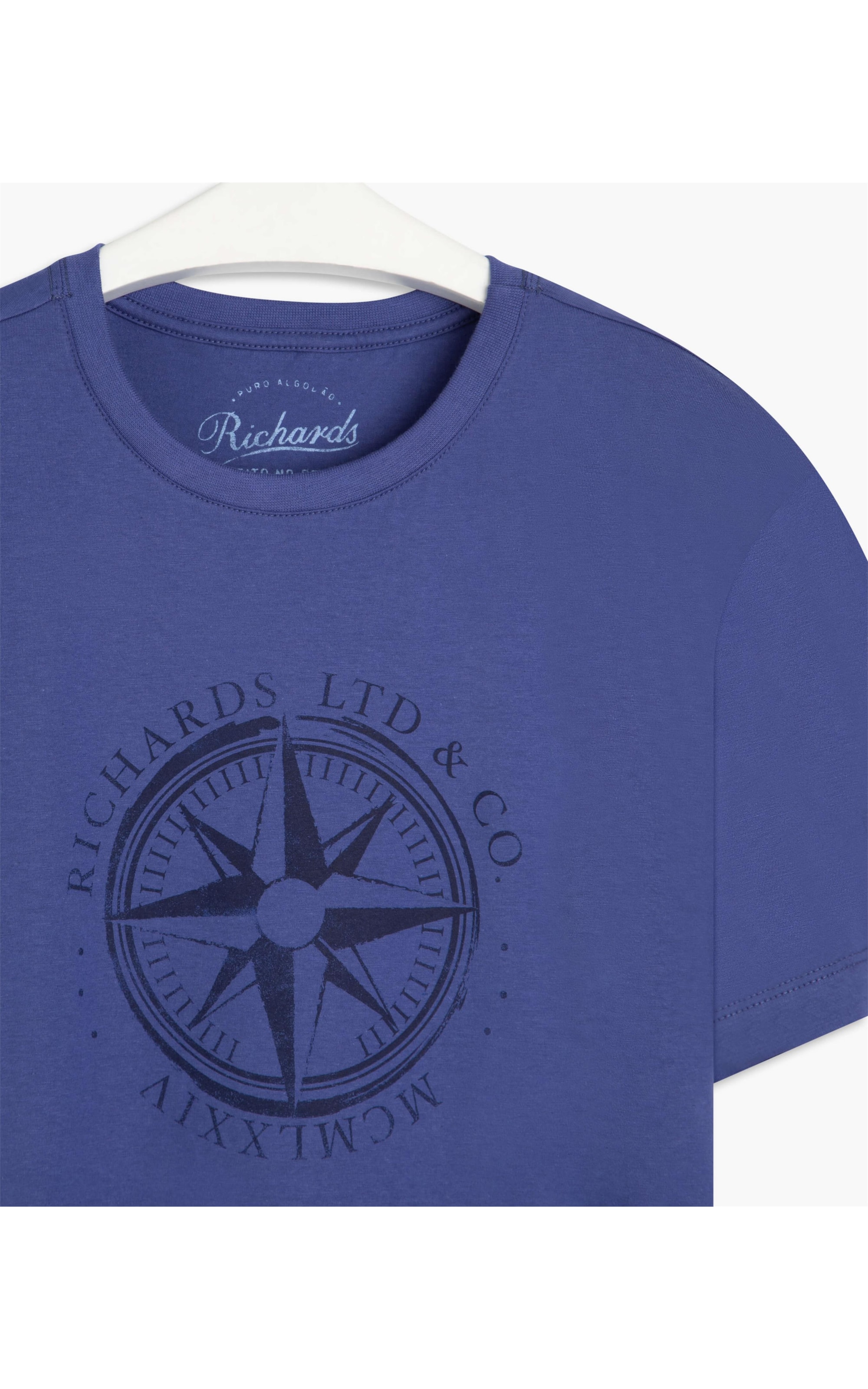 T-Shirt Meia Malha Compass Mc Azul Bic