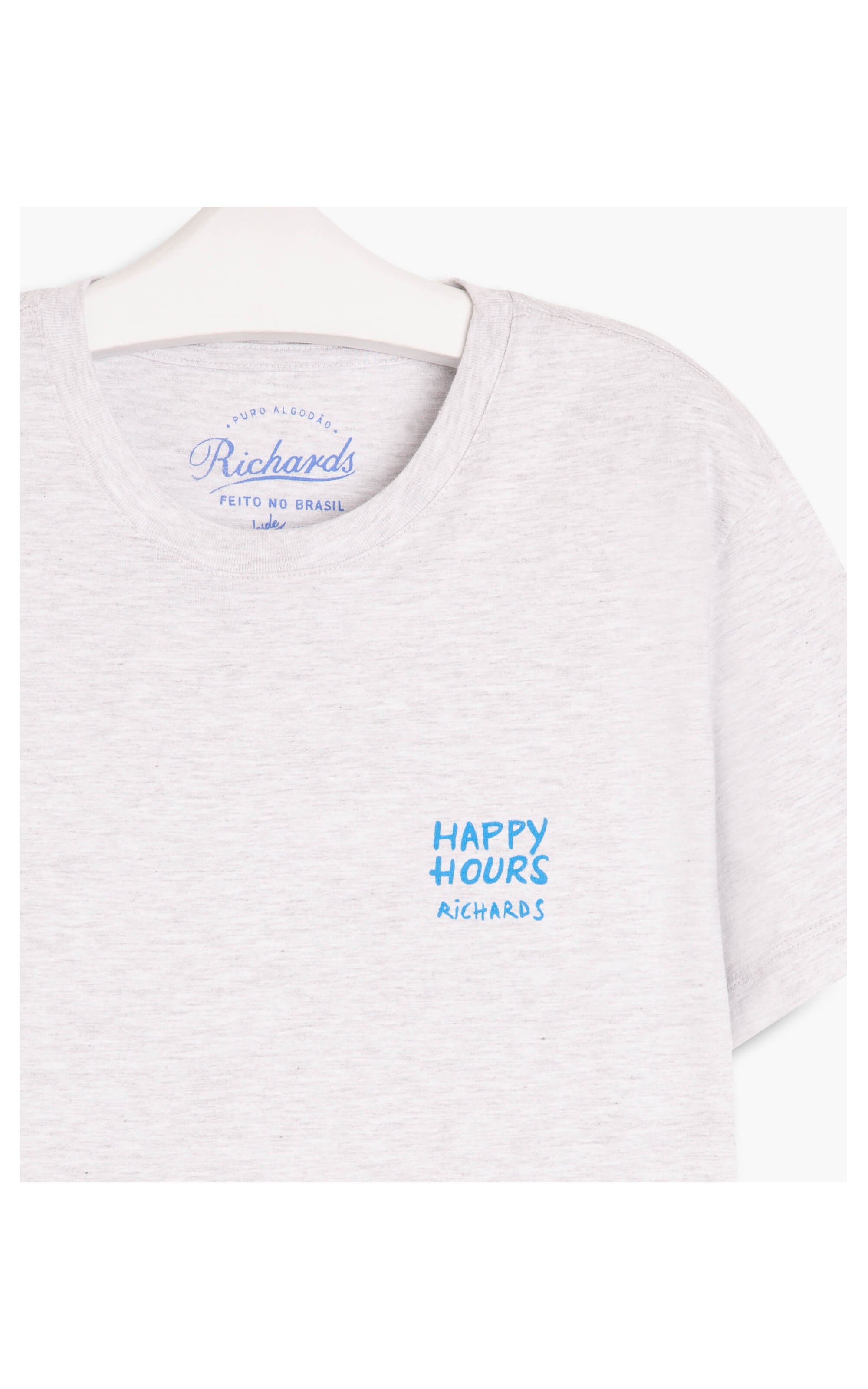 T-Shirt Meia Malha Happy Cinza Mescla