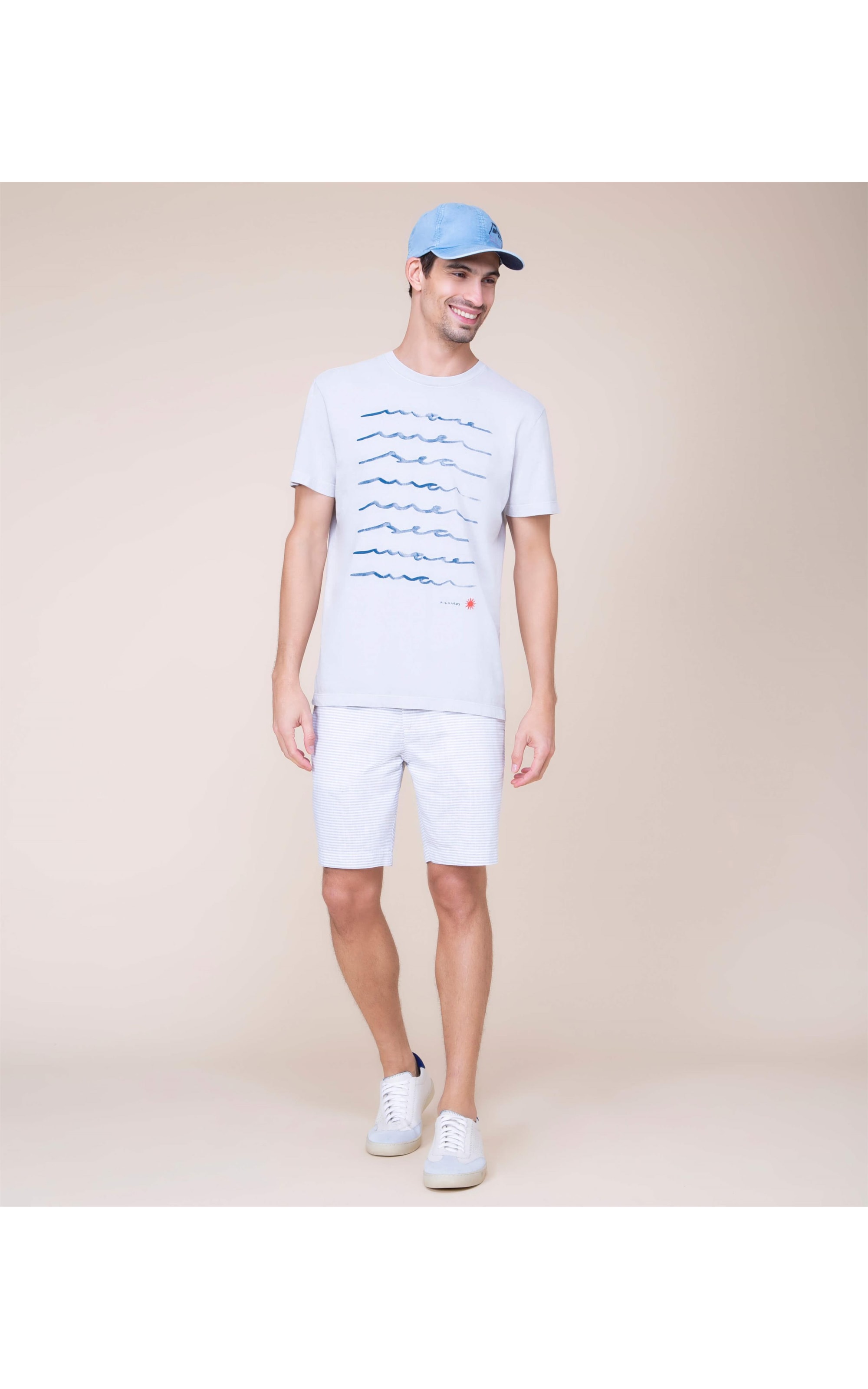 T-Shirt Meia Malha Stone Ondas Mc Cinza Claro