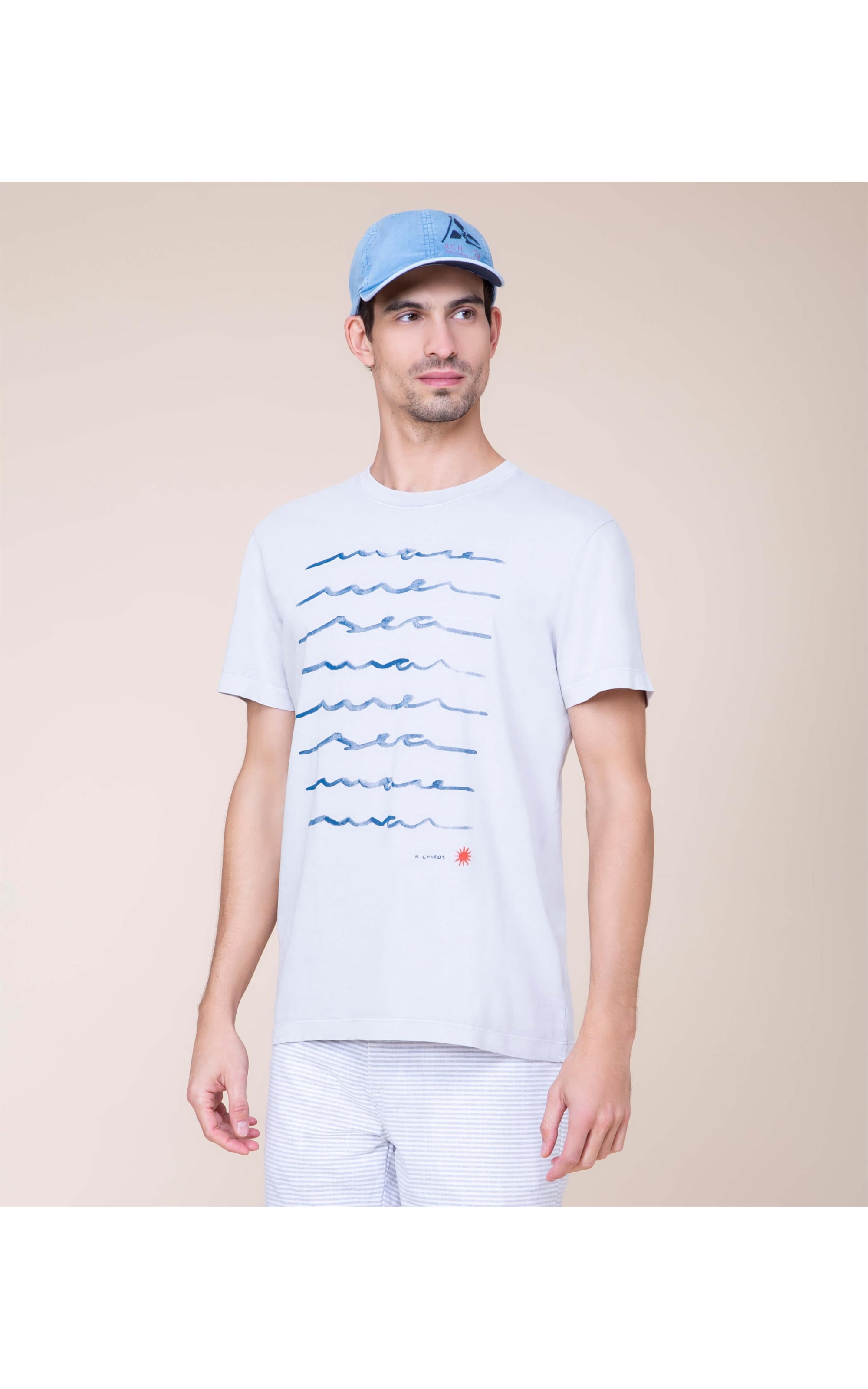 T-Shirt Meia Malha Stone Ondas Mc Cinza Claro