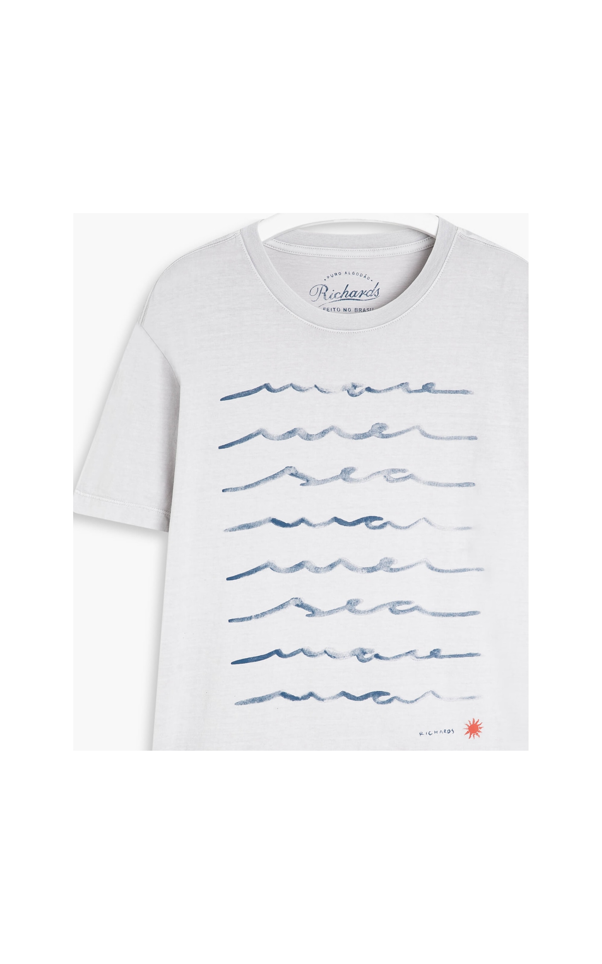 T-Shirt Meia Malha Stone Ondas Mc Cinza Claro