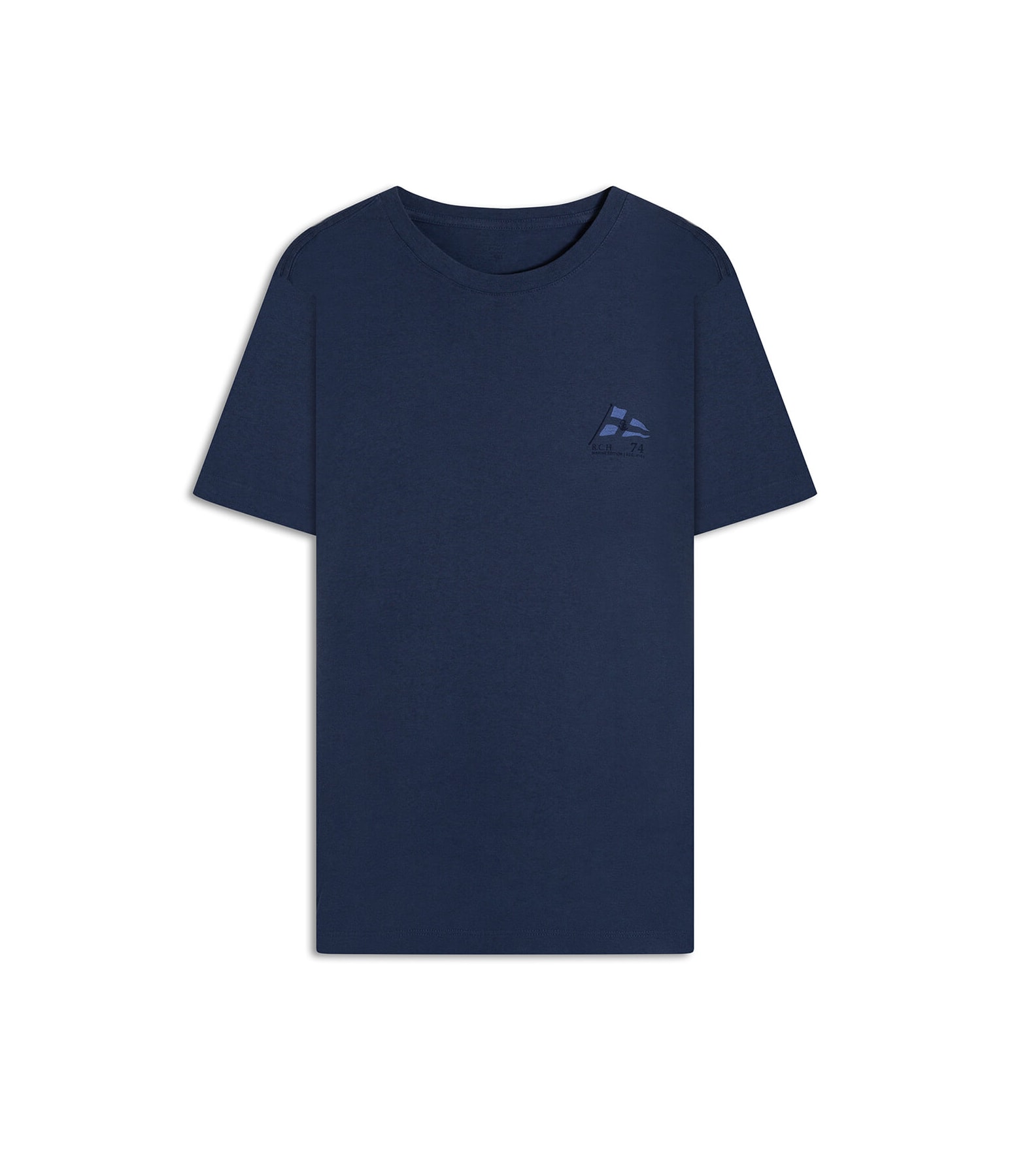 T-Shirt Mescla Bandeira Peito Basic Fit Marinho Mescla