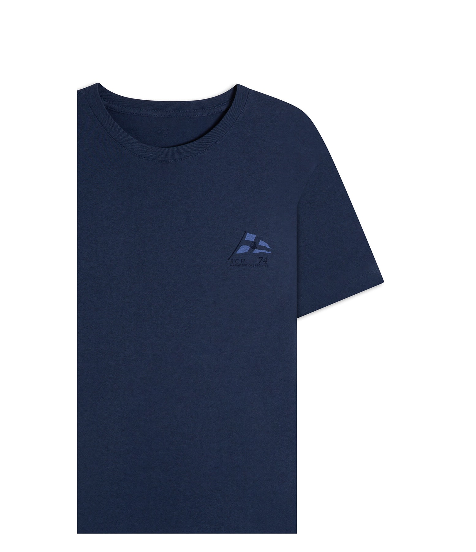 T-Shirt Mescla Bandeira Peito Basic Fit Marinho Mescla