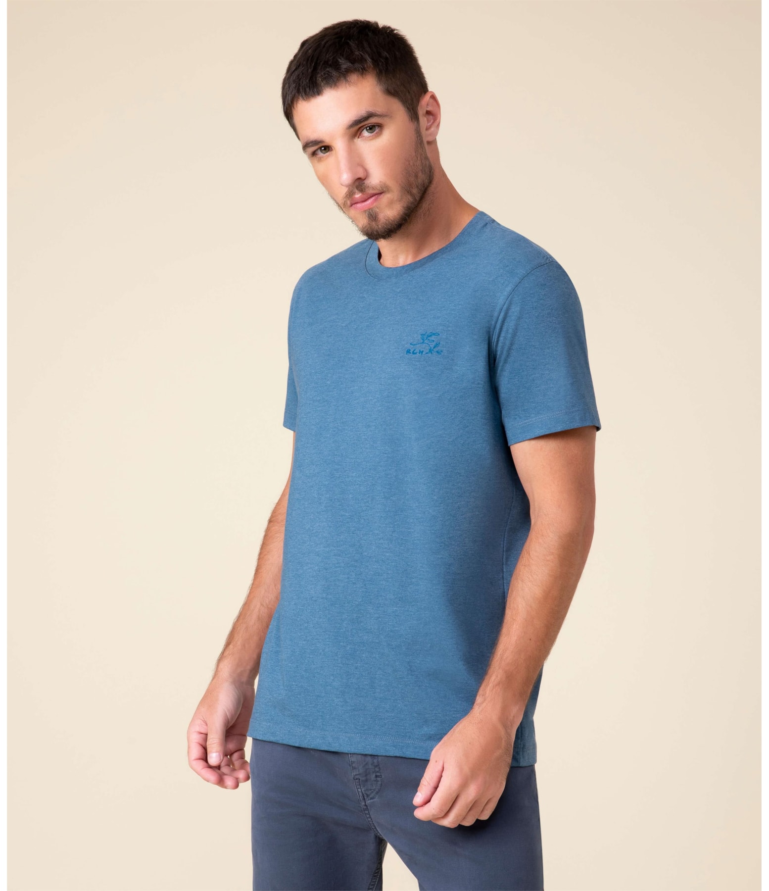 T-Shirt Mescla Basic Assinatura Azul Mescla