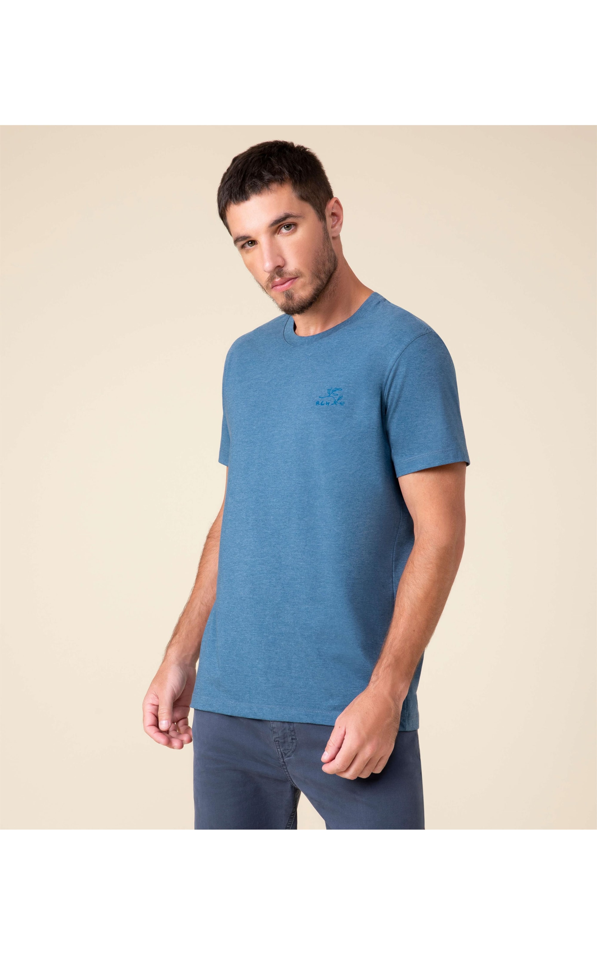 T-Shirt Mescla Basic Assinatura Azul Mescla