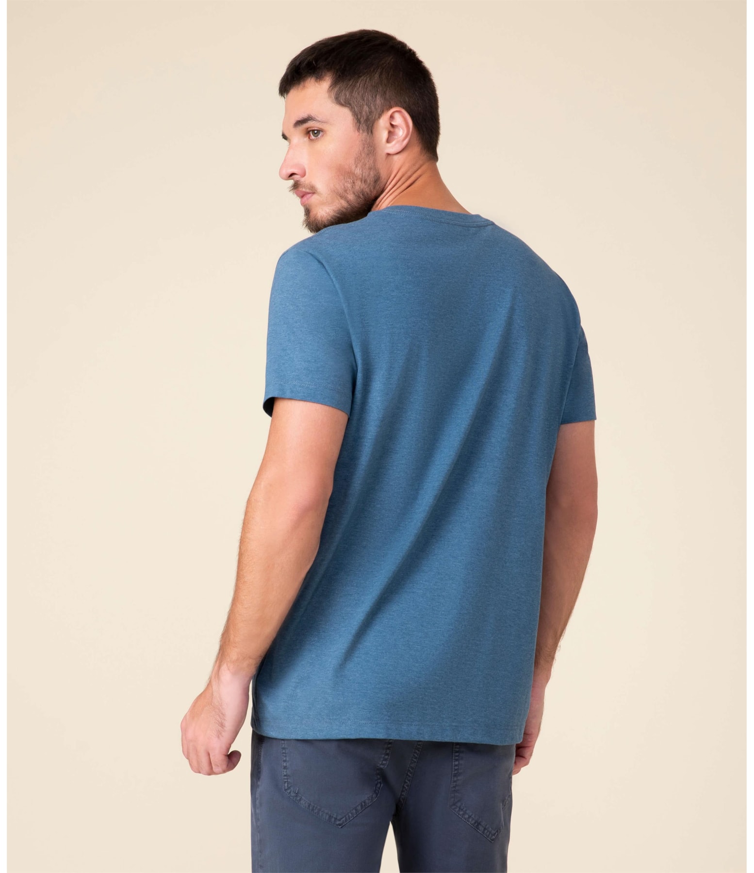 T-Shirt Mescla Basic Assinatura Azul Mescla