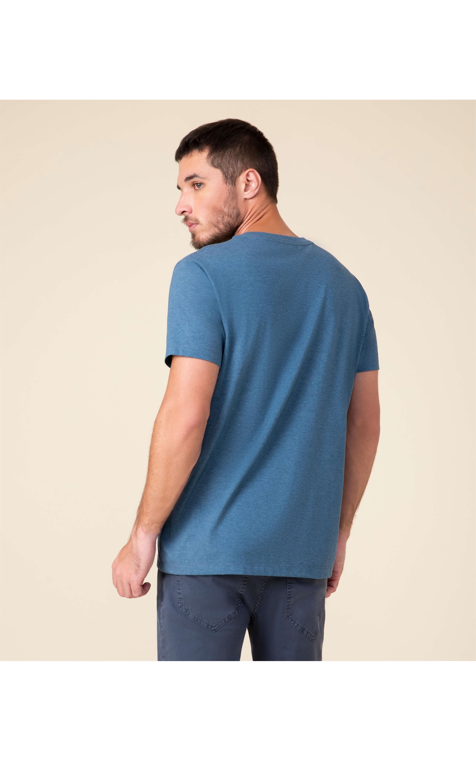 T-Shirt Mescla Basic Assinatura Azul Mescla