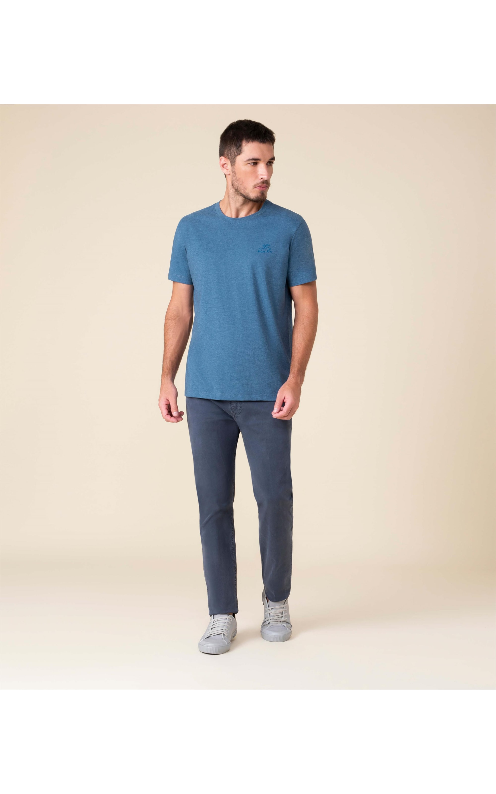 T-Shirt Mescla Basic Assinatura Azul Mescla