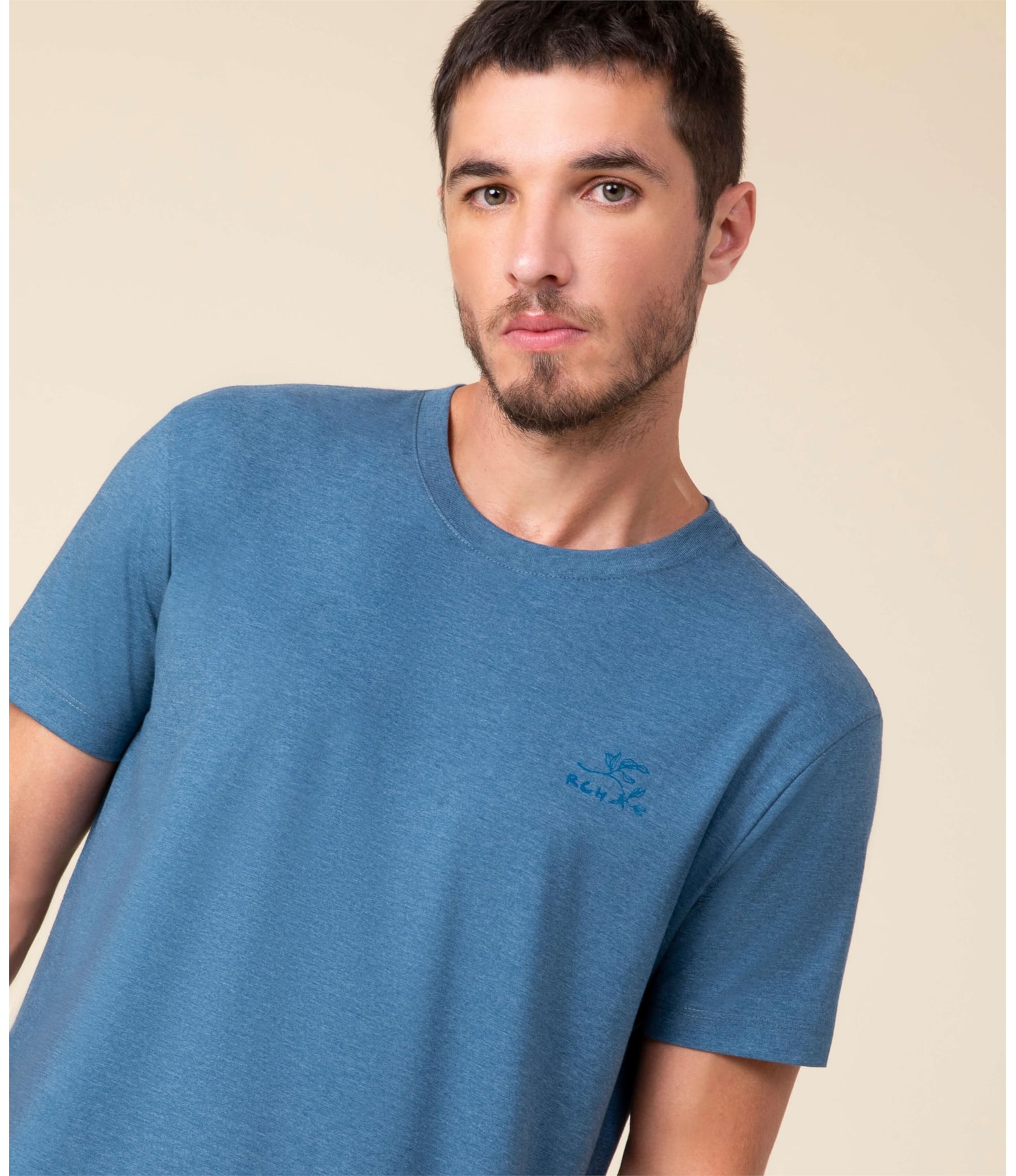 T-Shirt Mescla Basic Assinatura Azul Mescla