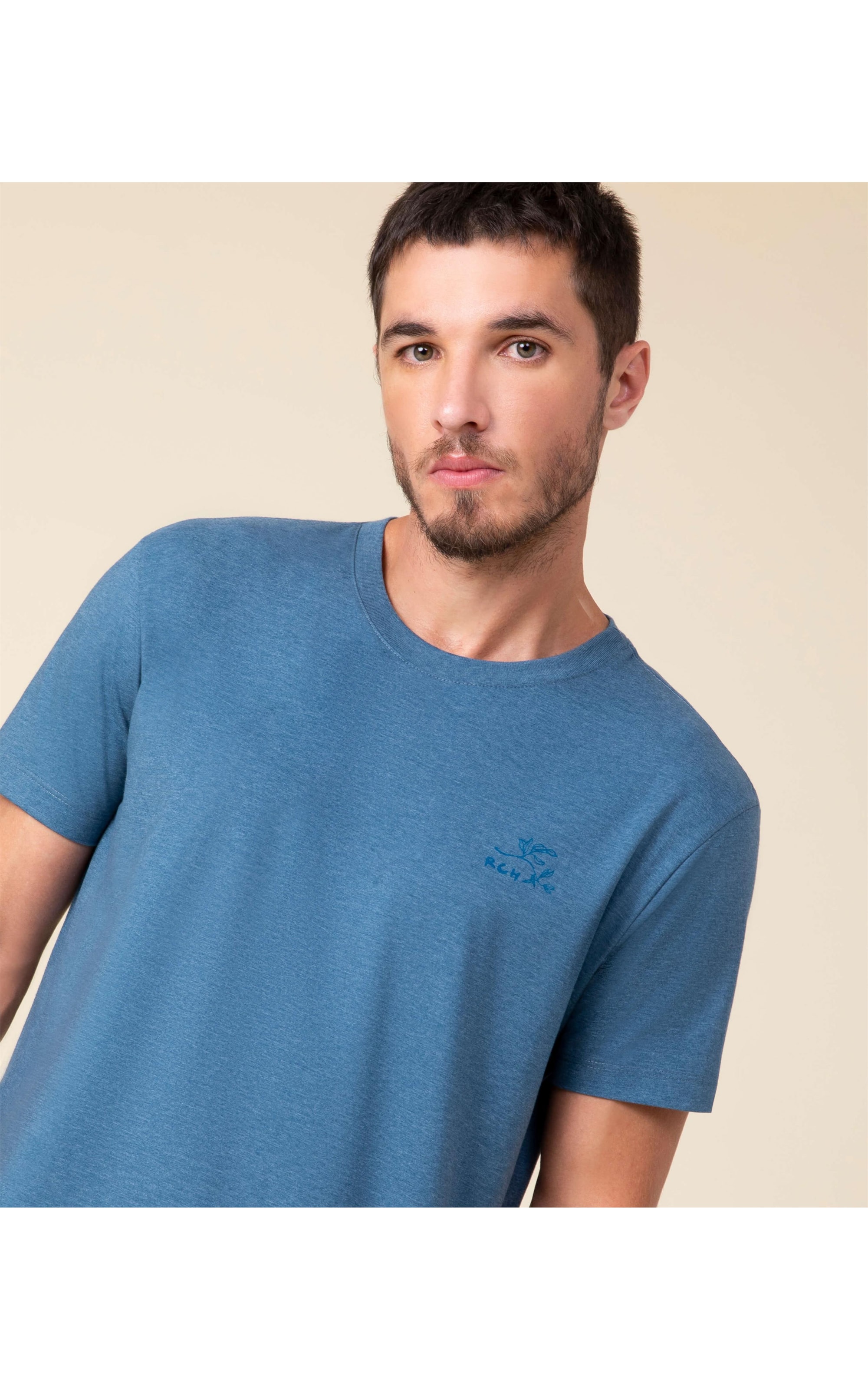 T-Shirt Mescla Basic Assinatura Azul Mescla