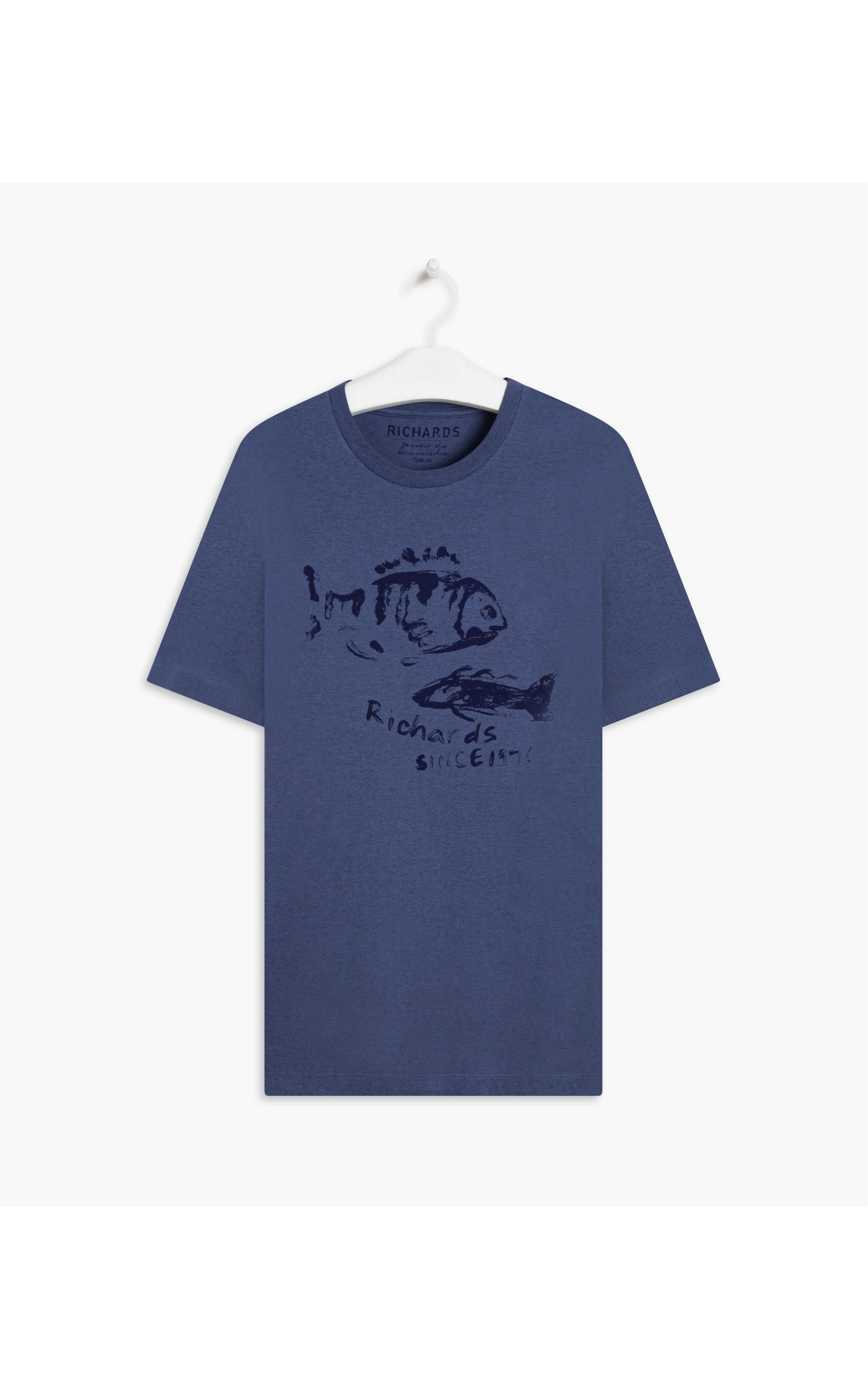 T-Shirt Mescla Brush Fish Azul Mescla