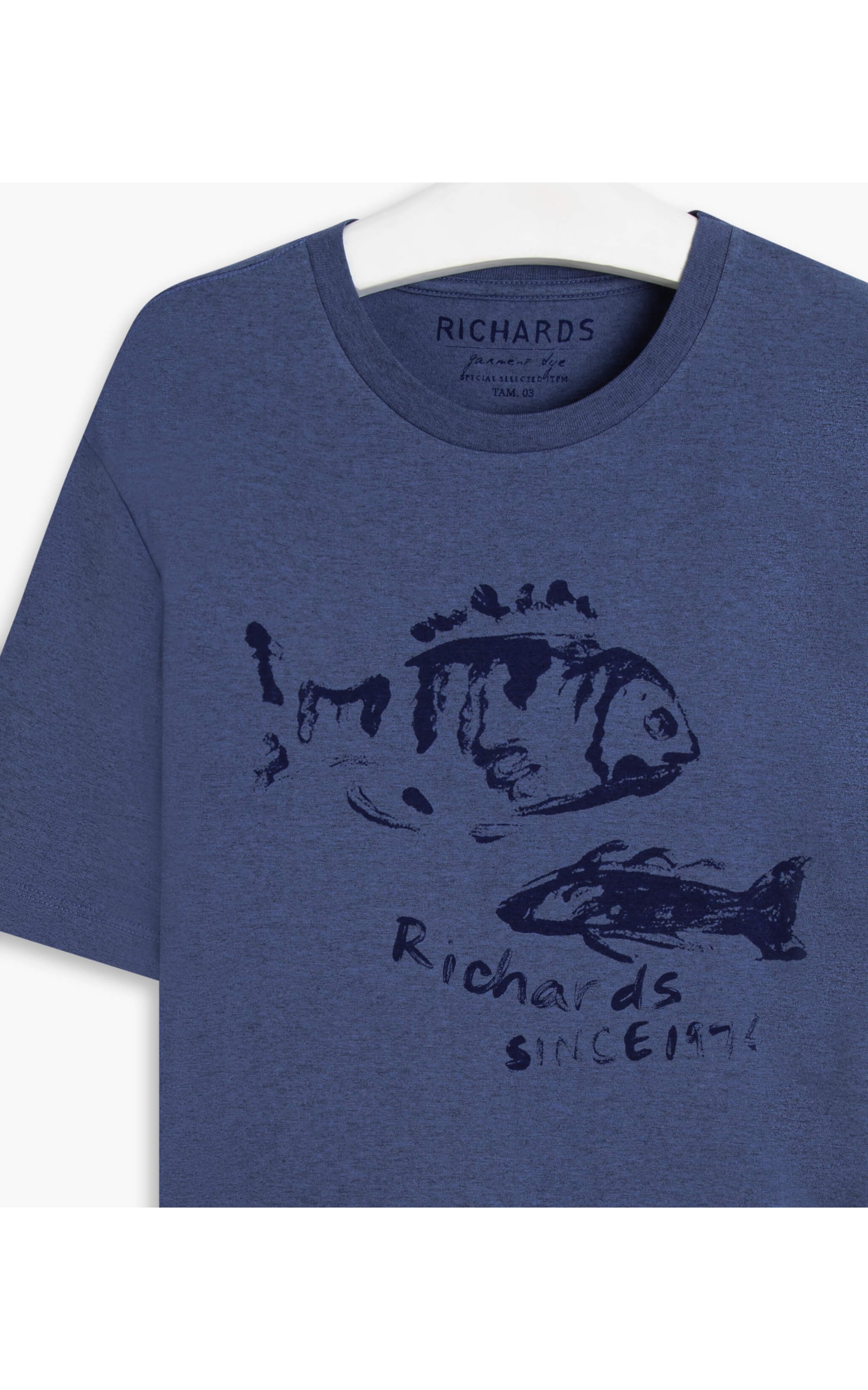 T-Shirt Mescla Brush Fish Azul Mescla