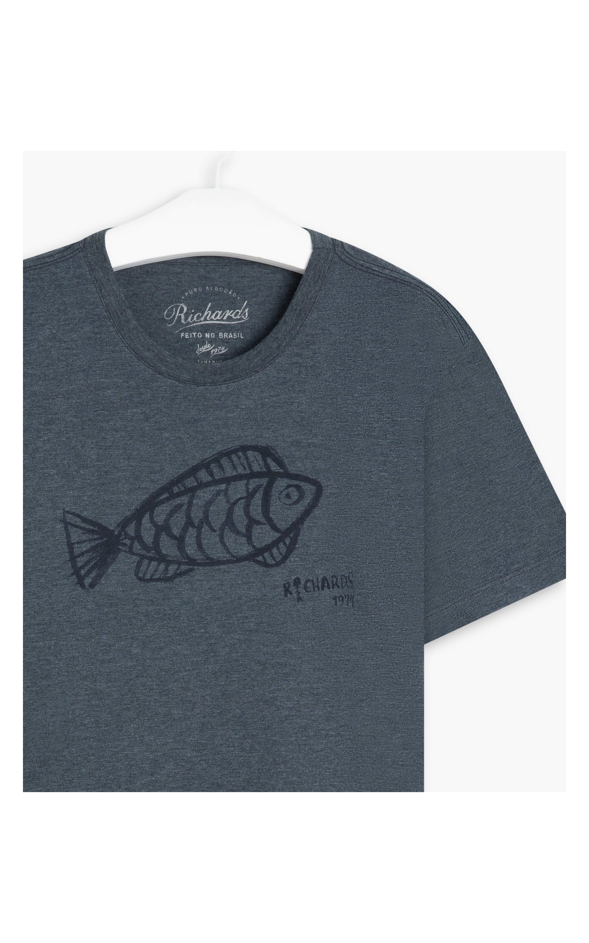 T-Shirt Mescla Sketch Fish Azul Mescla