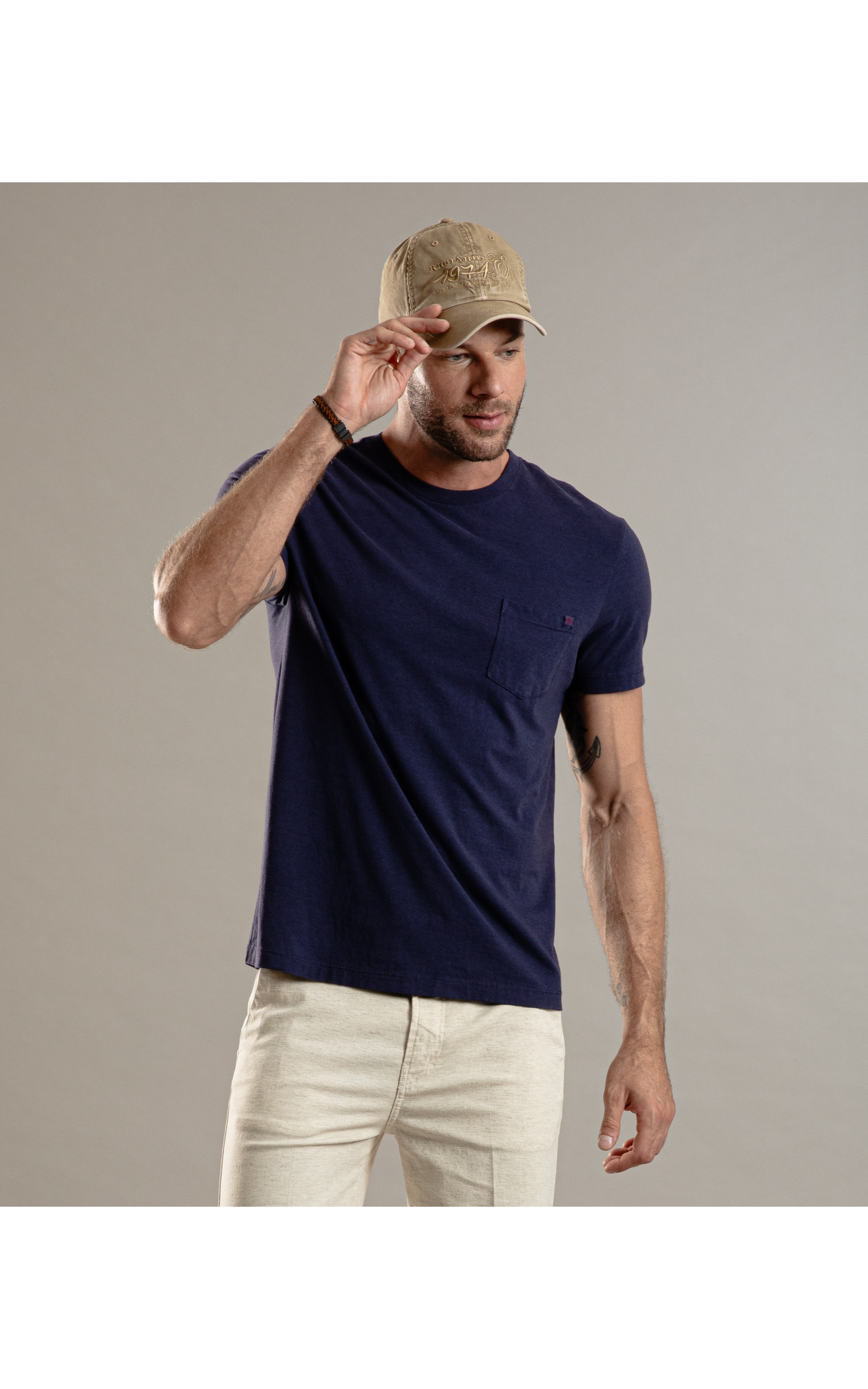 T-Shirt Mescla Sobretinto Bolso Dark Navy Mescla