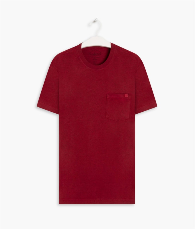 T-Shirt Mescla Sobretinto Bolso Vermelho Mescla