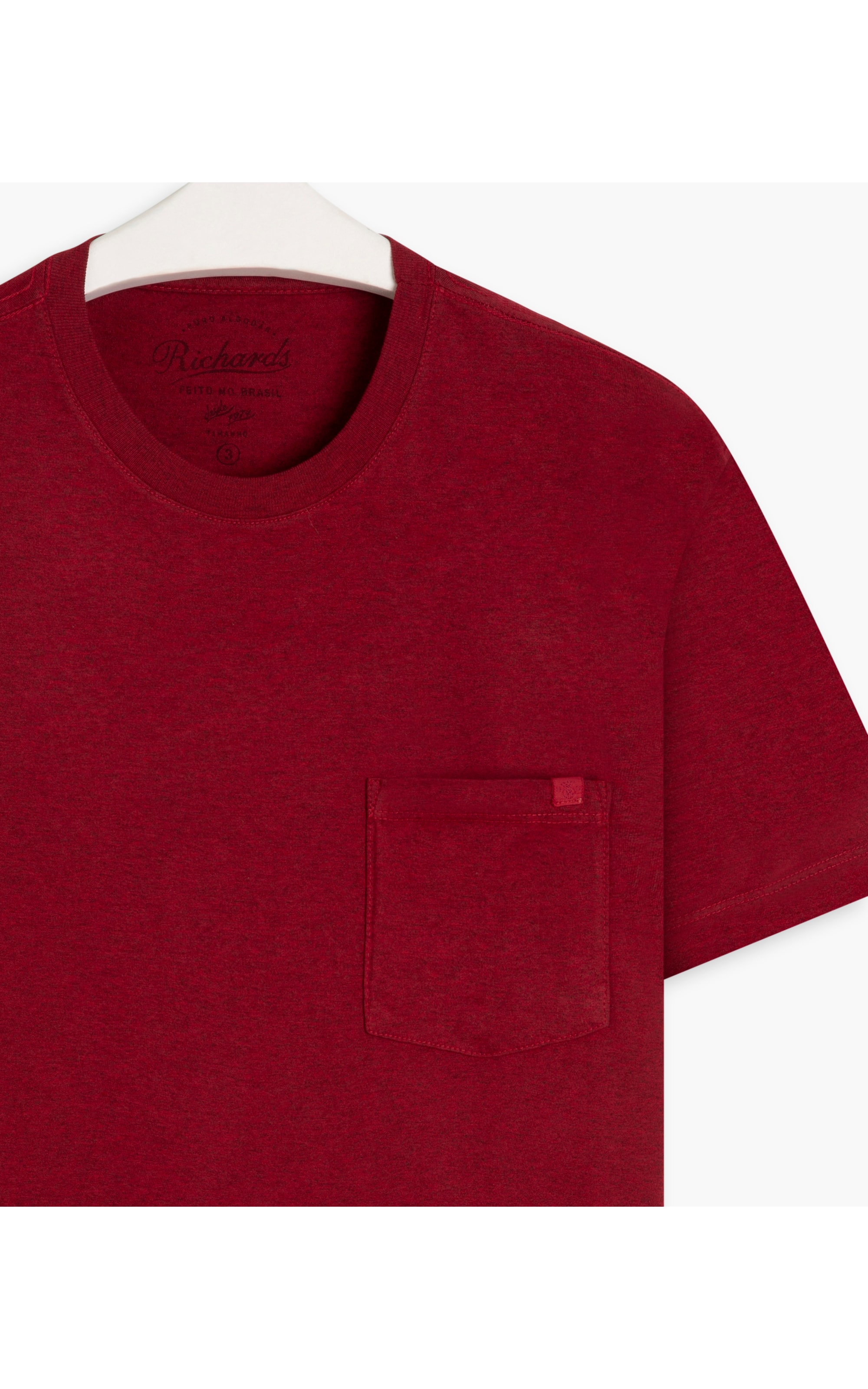 T-Shirt Mescla Sobretinto Bolso Vermelho Mescla