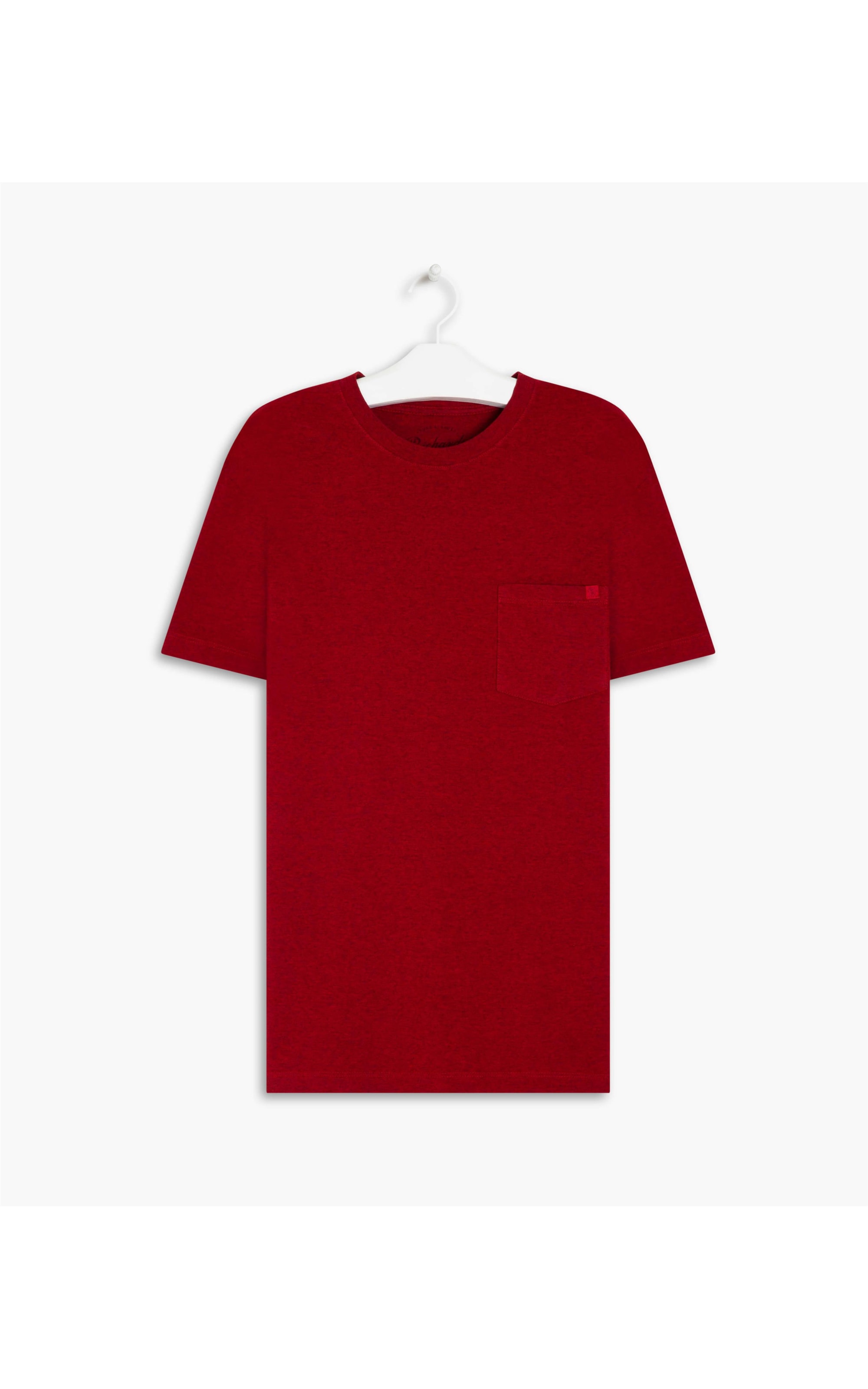 T-Shirt Mescla Sobretinto Bolso Vermelho Mescla