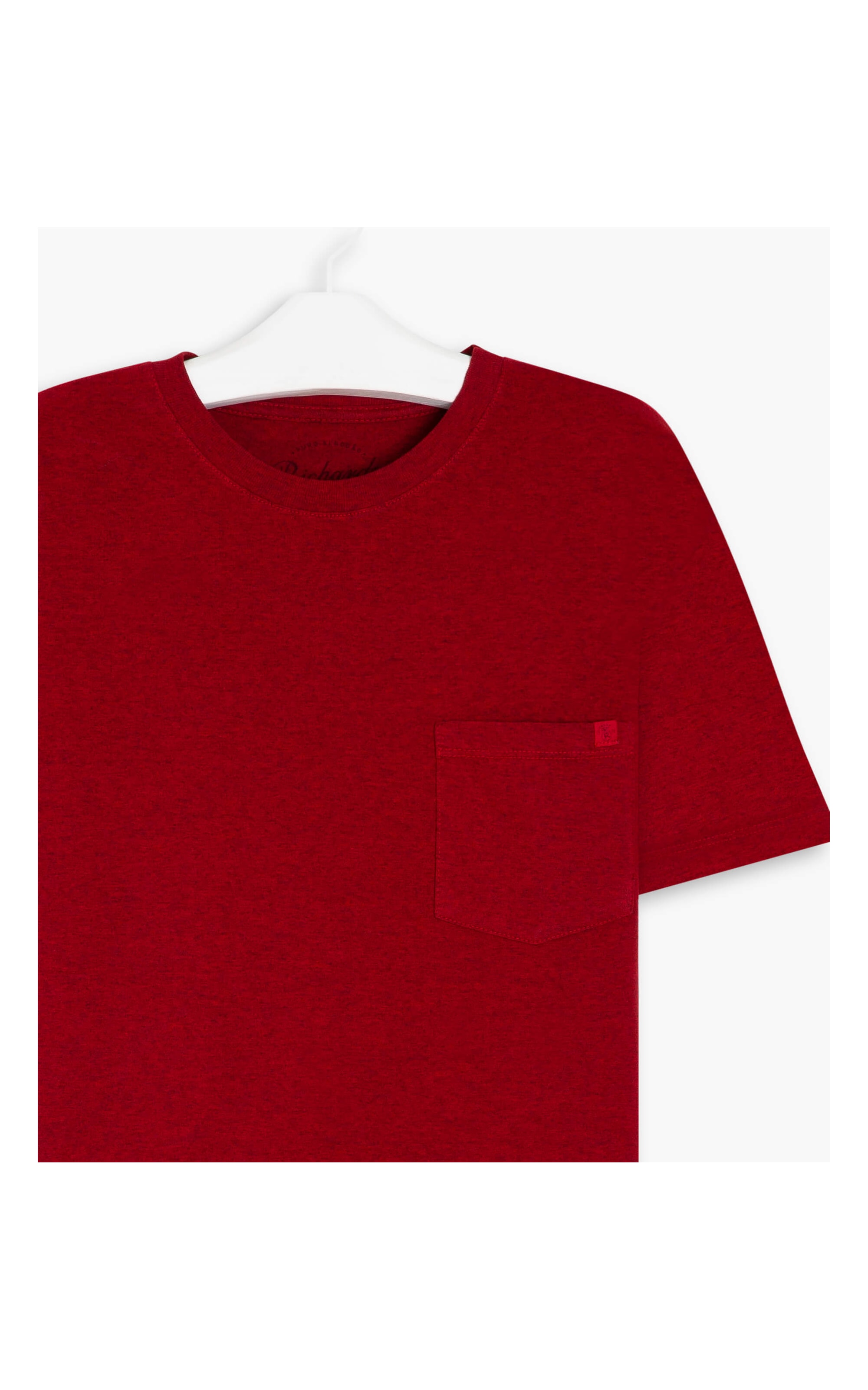T-Shirt Mescla Sobretinto Bolso Vermelho Mescla