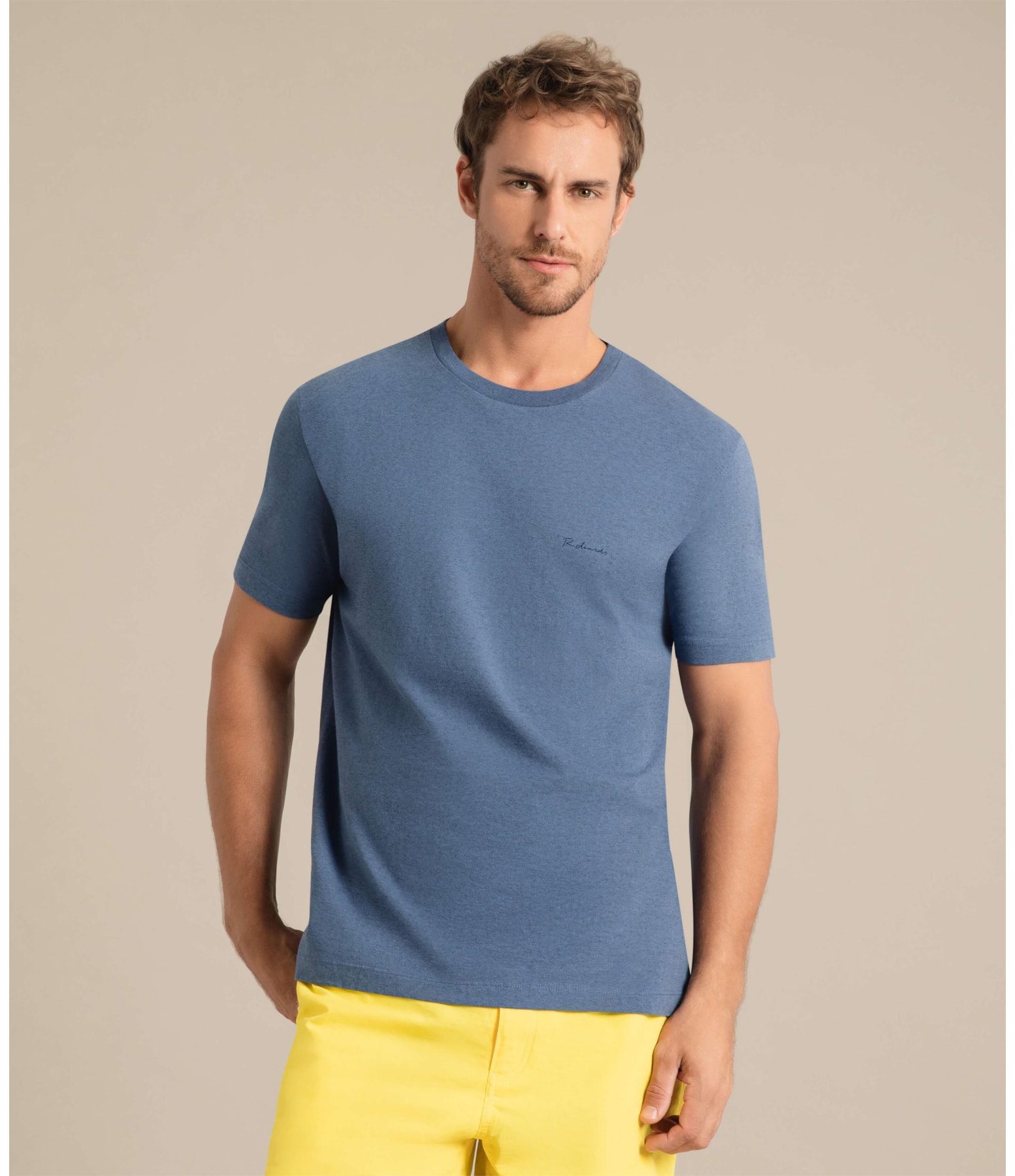 T-Shirt Mescla Sobretinto Mc Azul Mescla