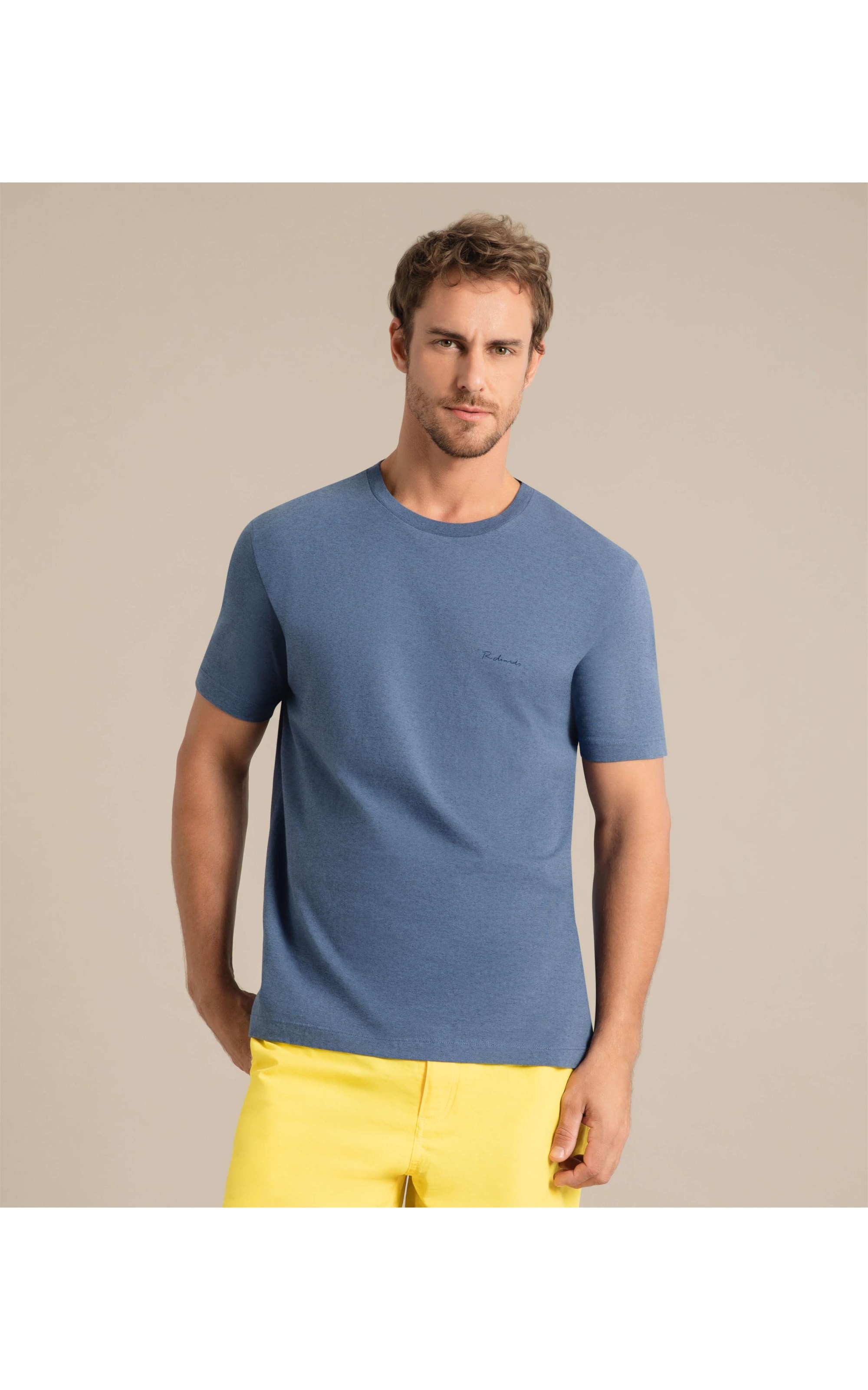 T-Shirt Mescla Sobretinto Mc Azul Mescla