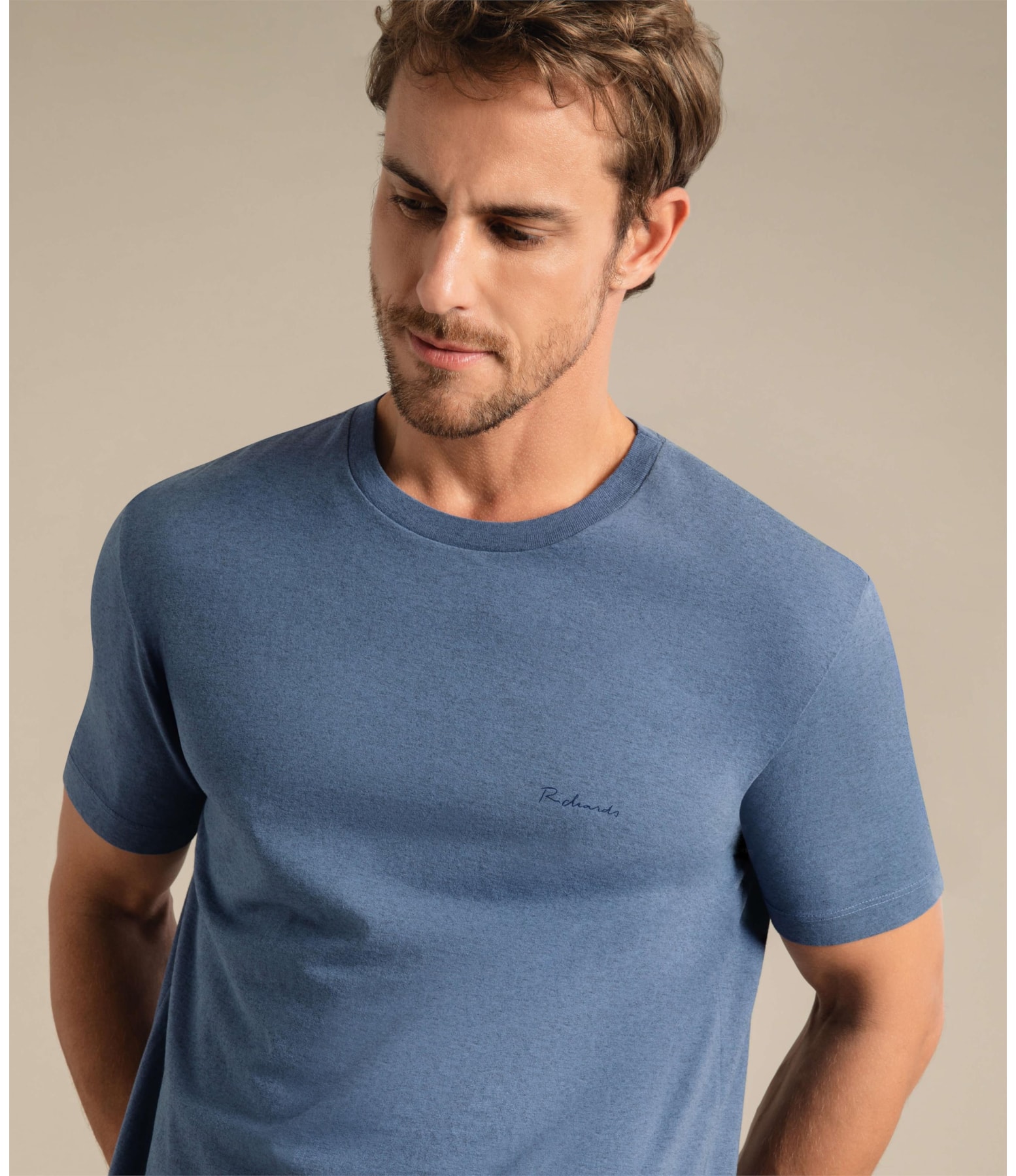 T-Shirt Mescla Sobretinto Mc Azul Mescla