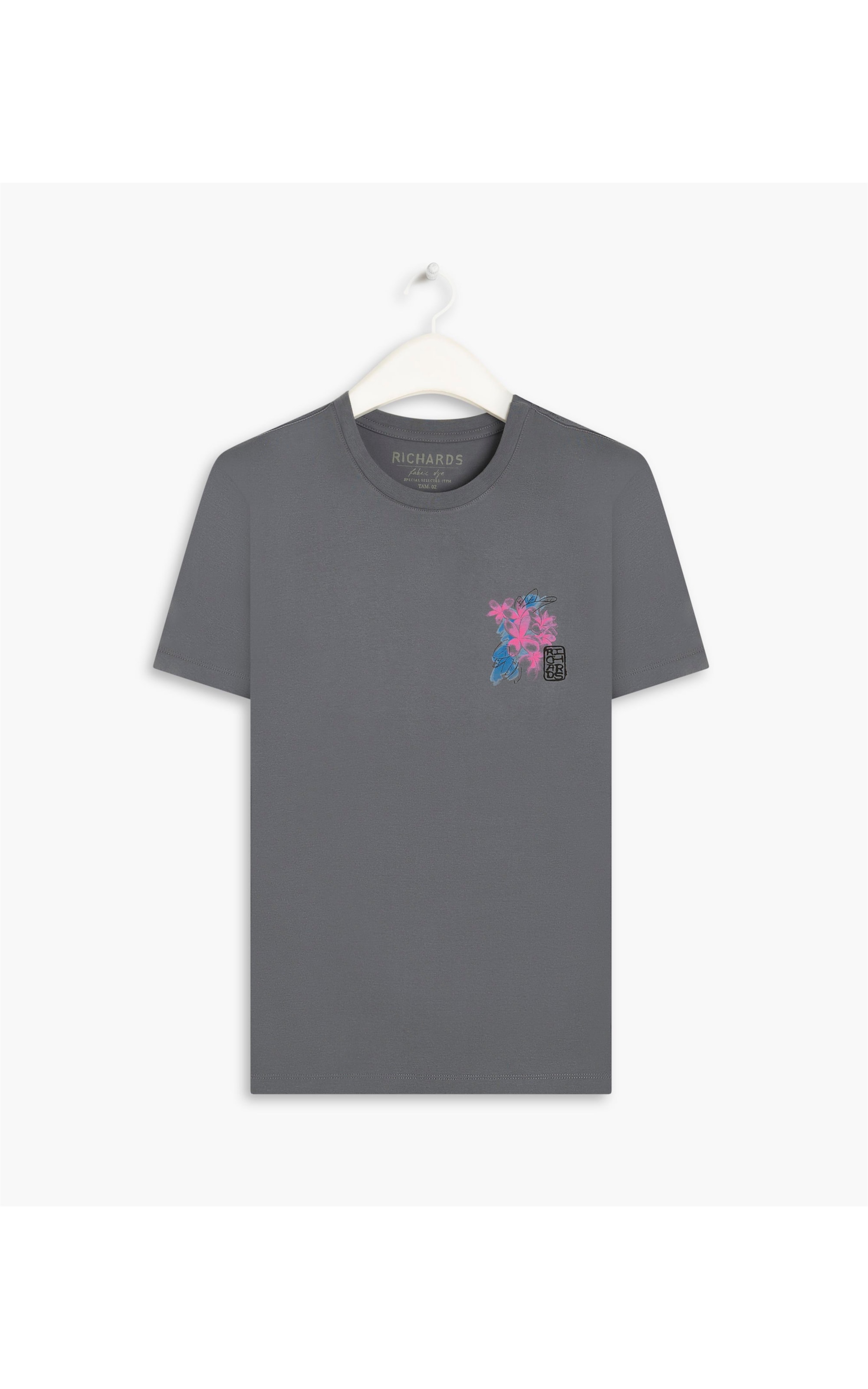 T-Shirt Mm Aquarela Fleurs m Chumbo