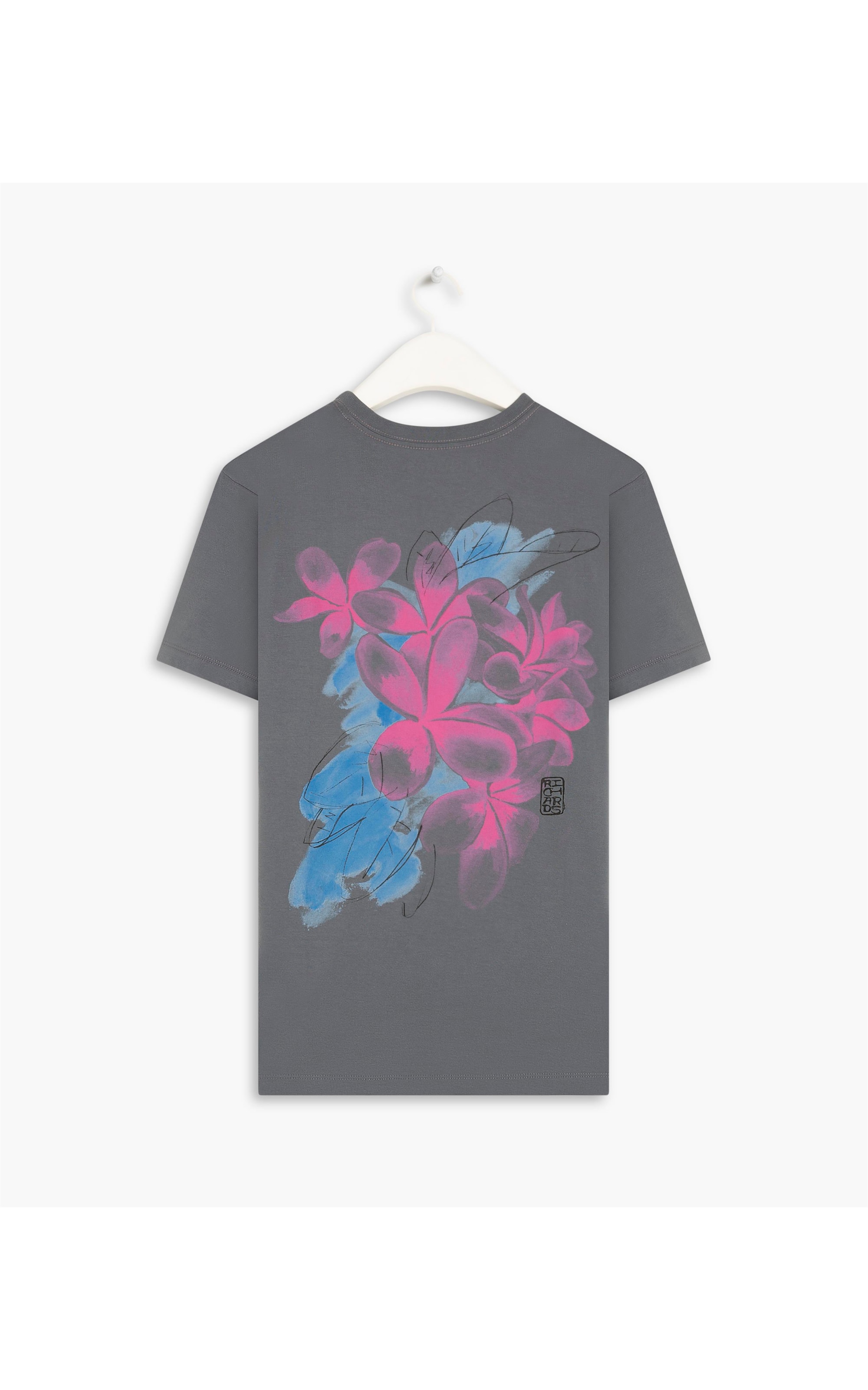 T-Shirt Mm Aquarela Fleurs m Chumbo