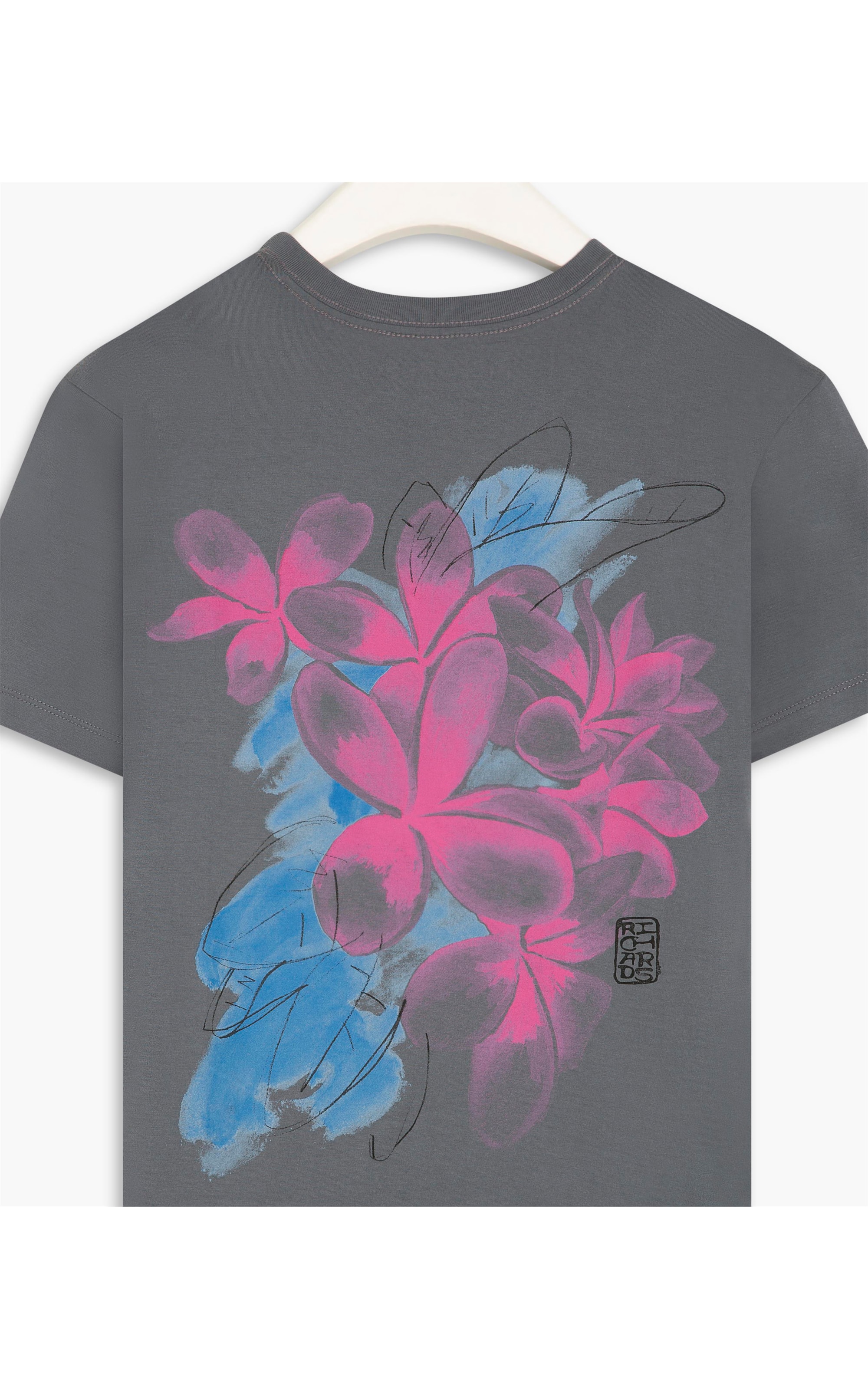 T-Shirt Mm Aquarela Fleurs m Chumbo