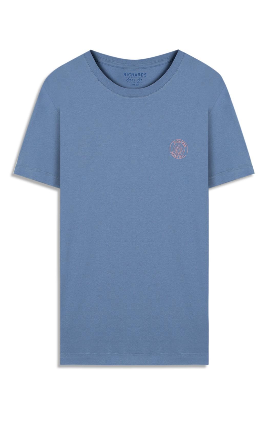 T-Shirt Mm Aquarela Folhas Costas Azul Medio