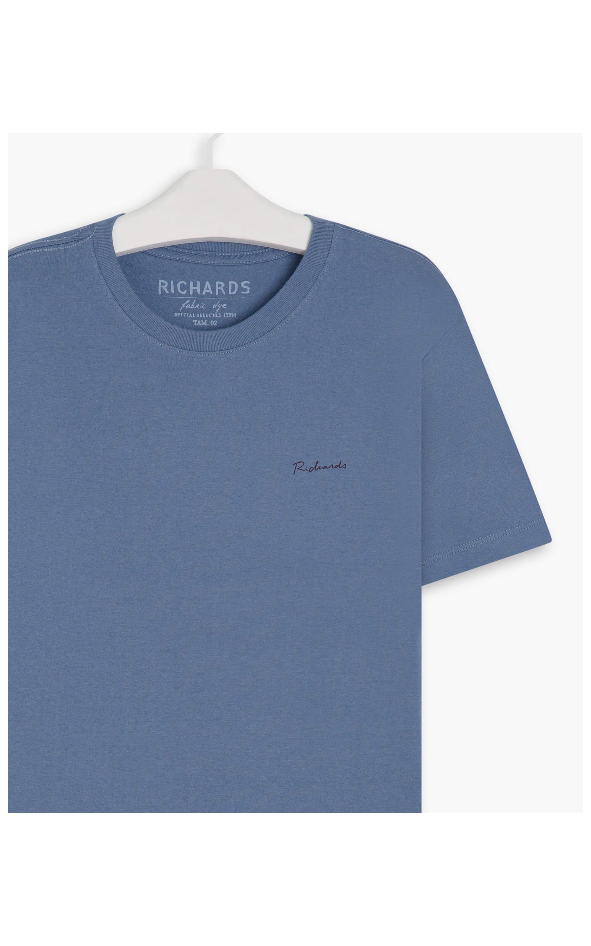 T-Shirt Mm Basic Fabric Dye Azul Medio