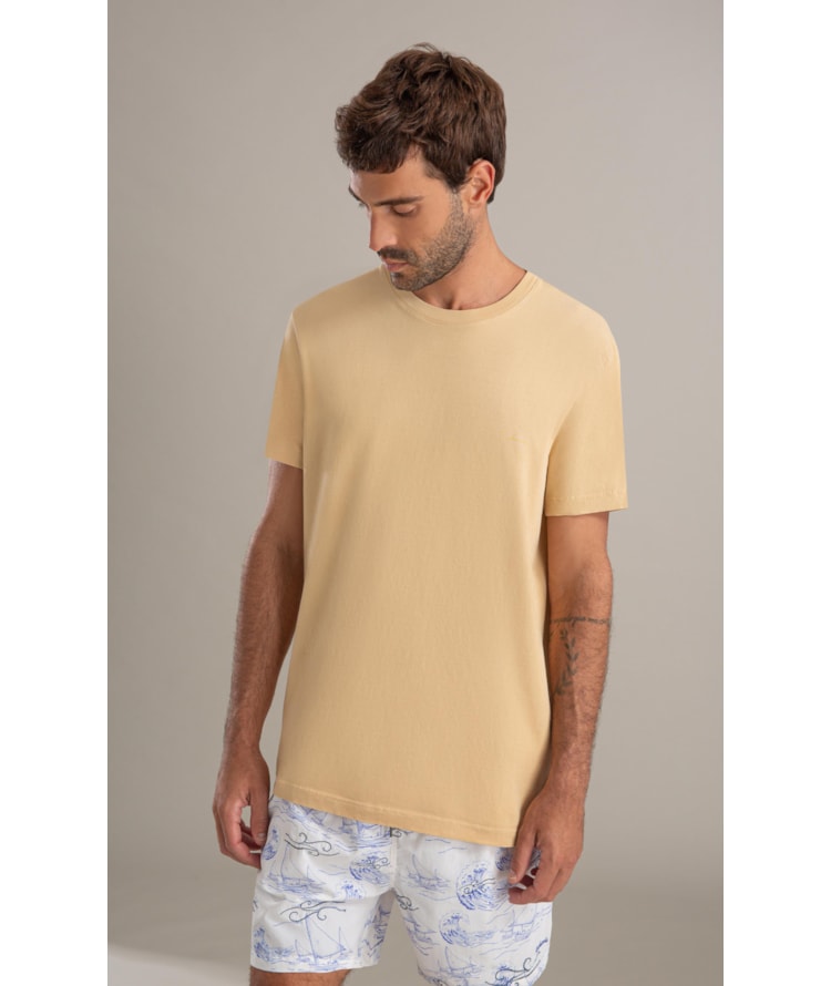 T-Shirt Mm Basica Aquarela Amarelo