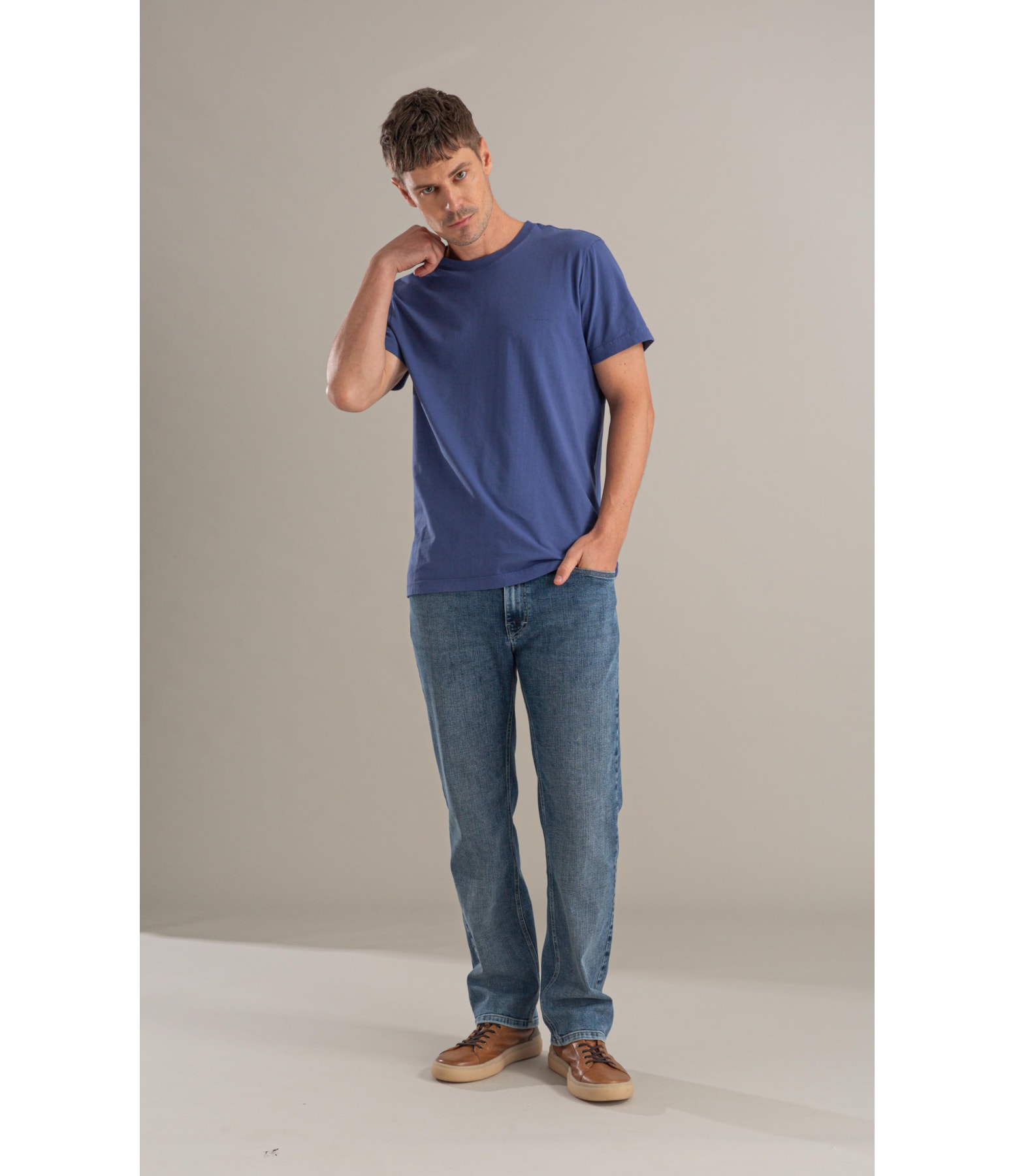 T-Shirt Mm Basica Aquarela Azul Jeans