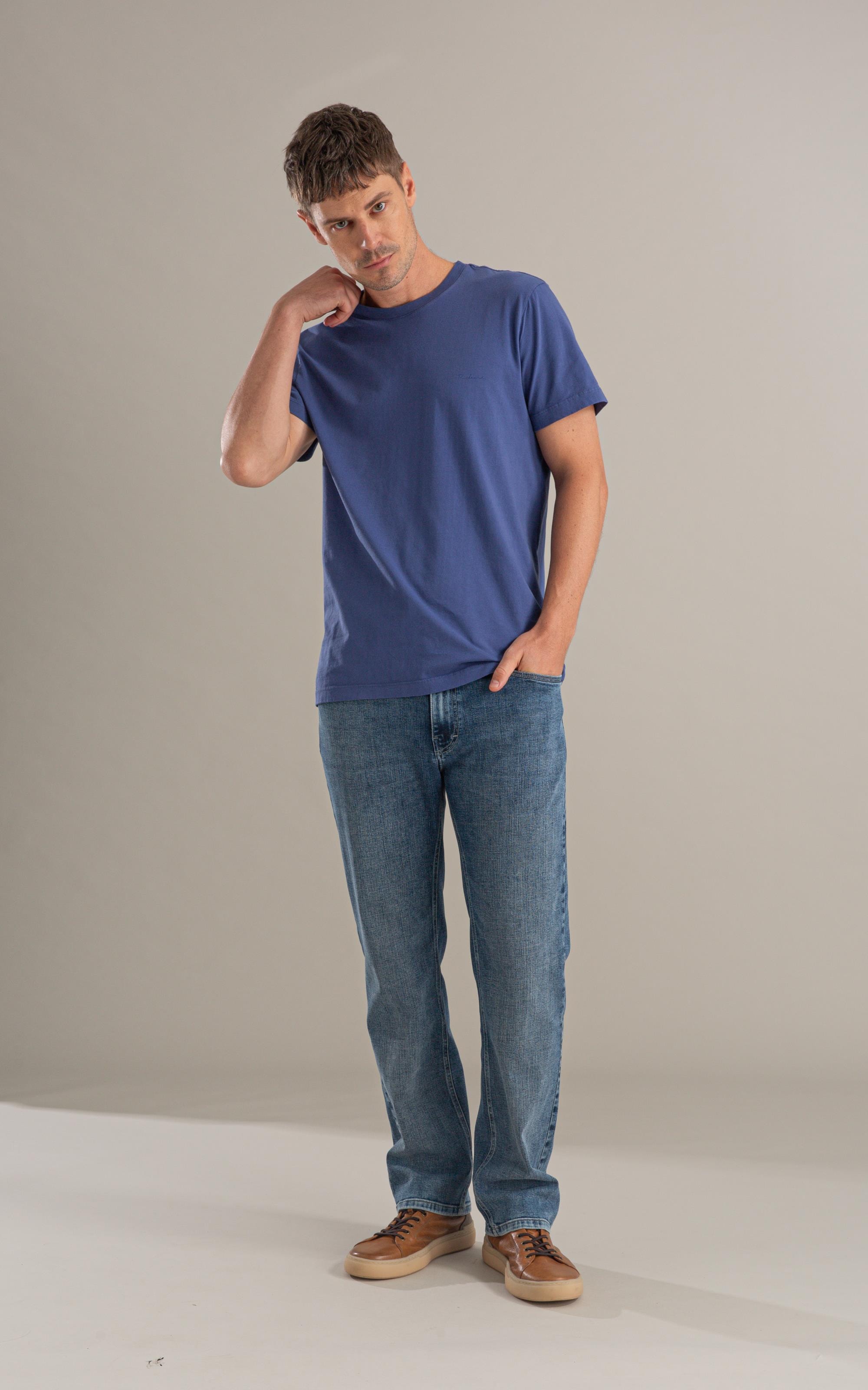 T-Shirt Mm Basica Aquarela Azul Jeans