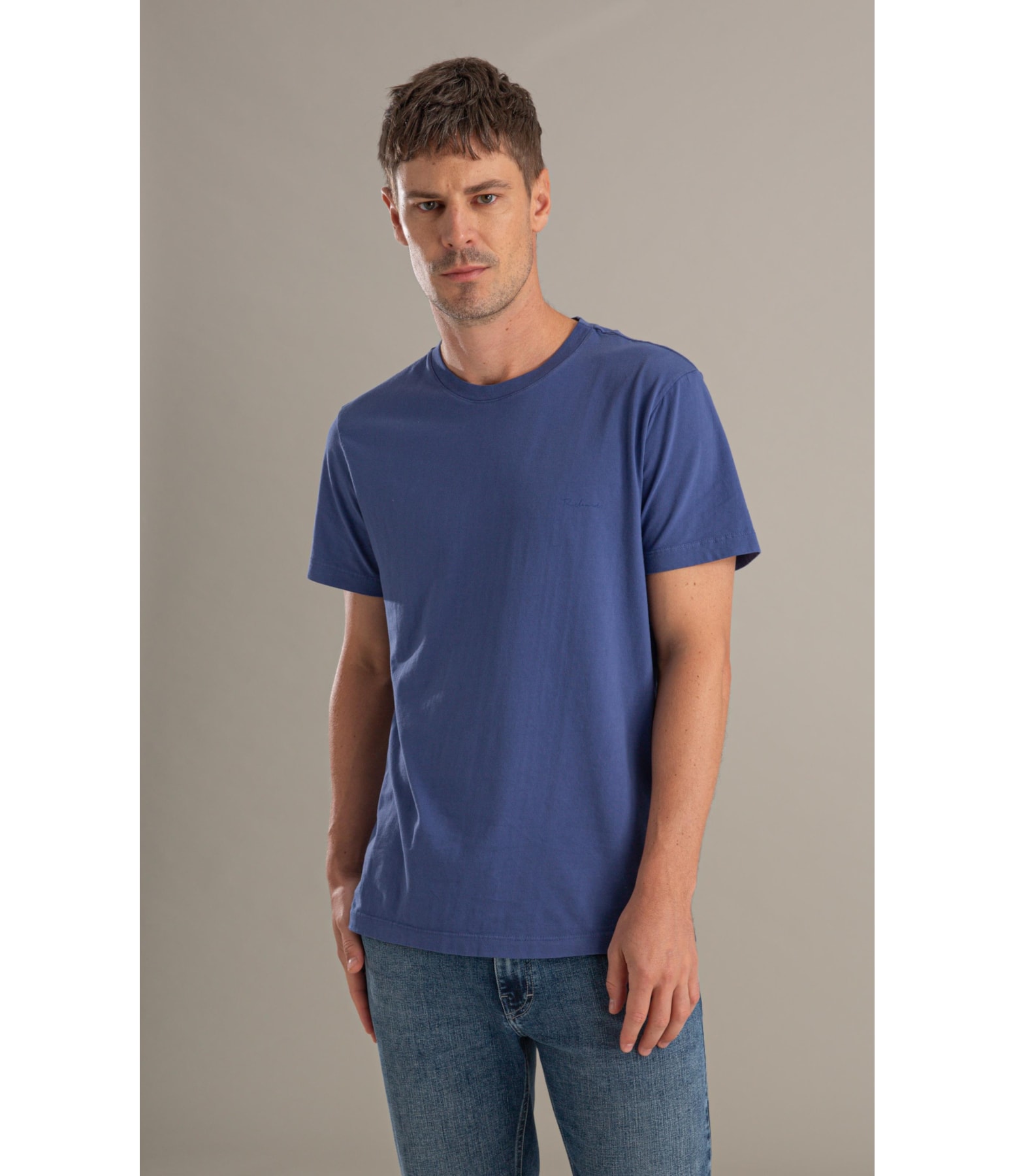 T-Shirt Mm Basica Aquarela Azul Jeans