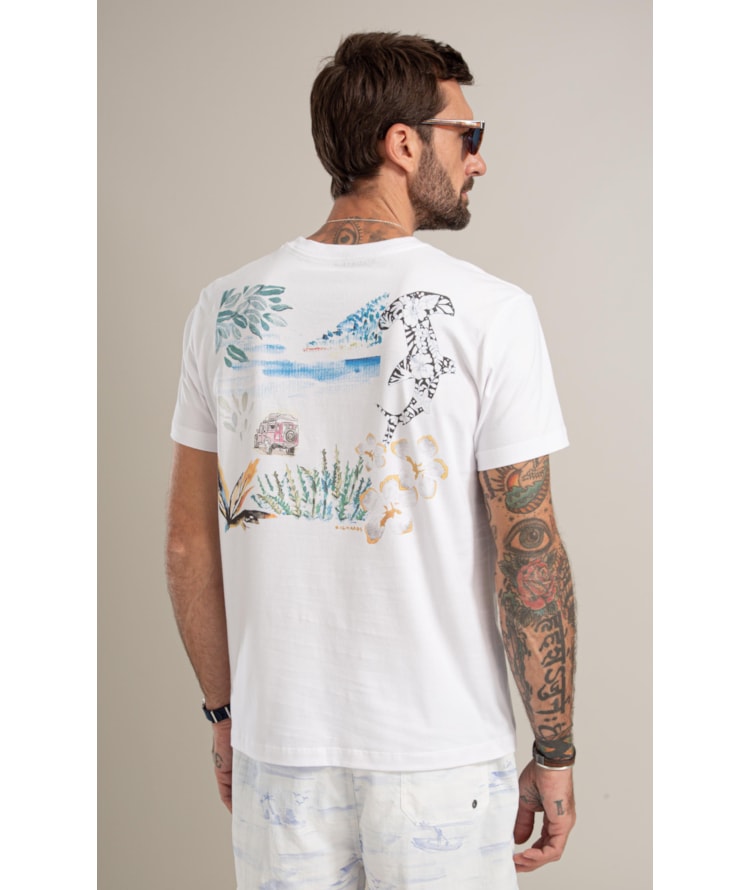 T-Shirt Mm Colagem La Plage Costas Bf Branco