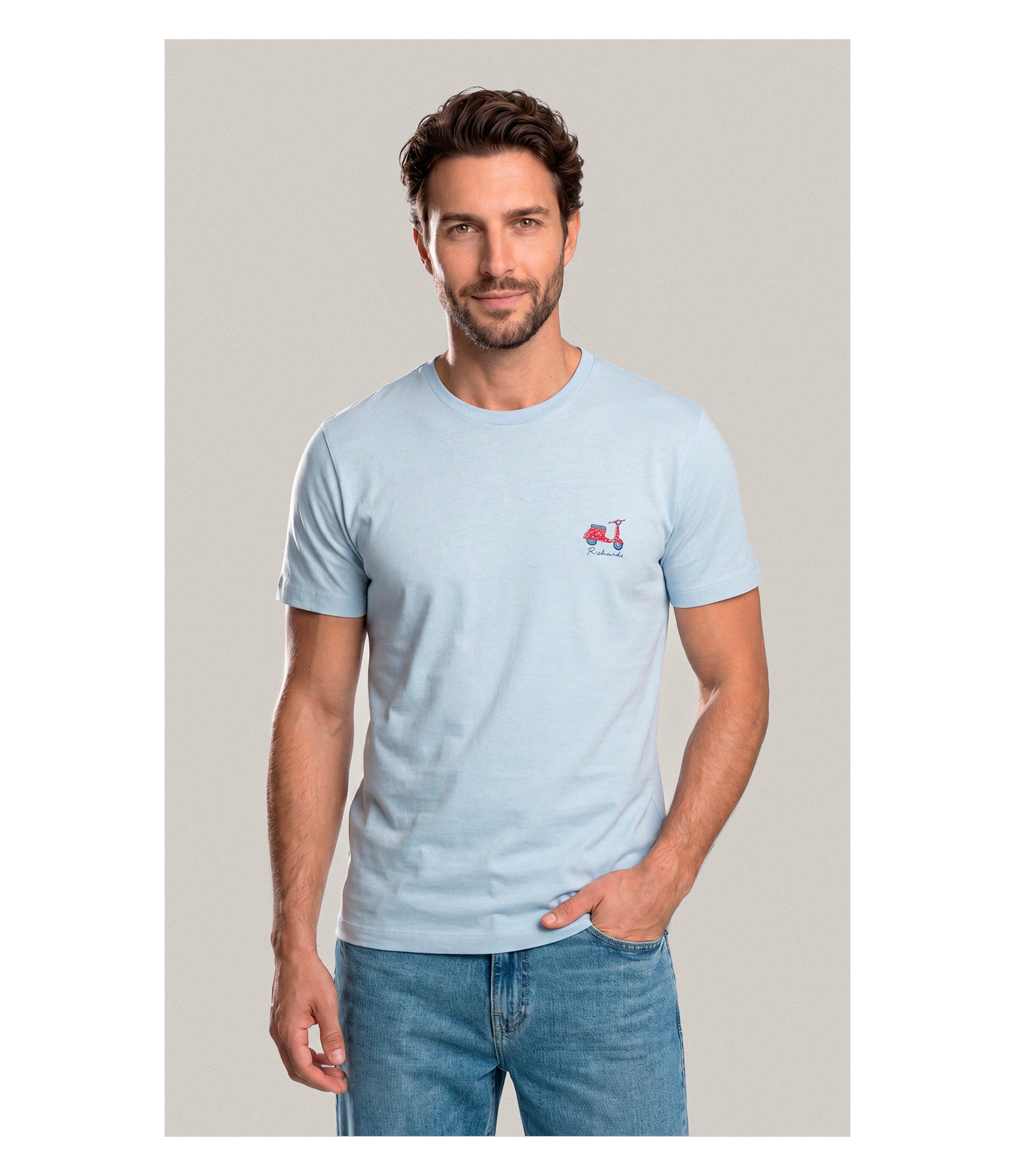 T-Shirt Mm Fd Vespa Peito Azul Claro