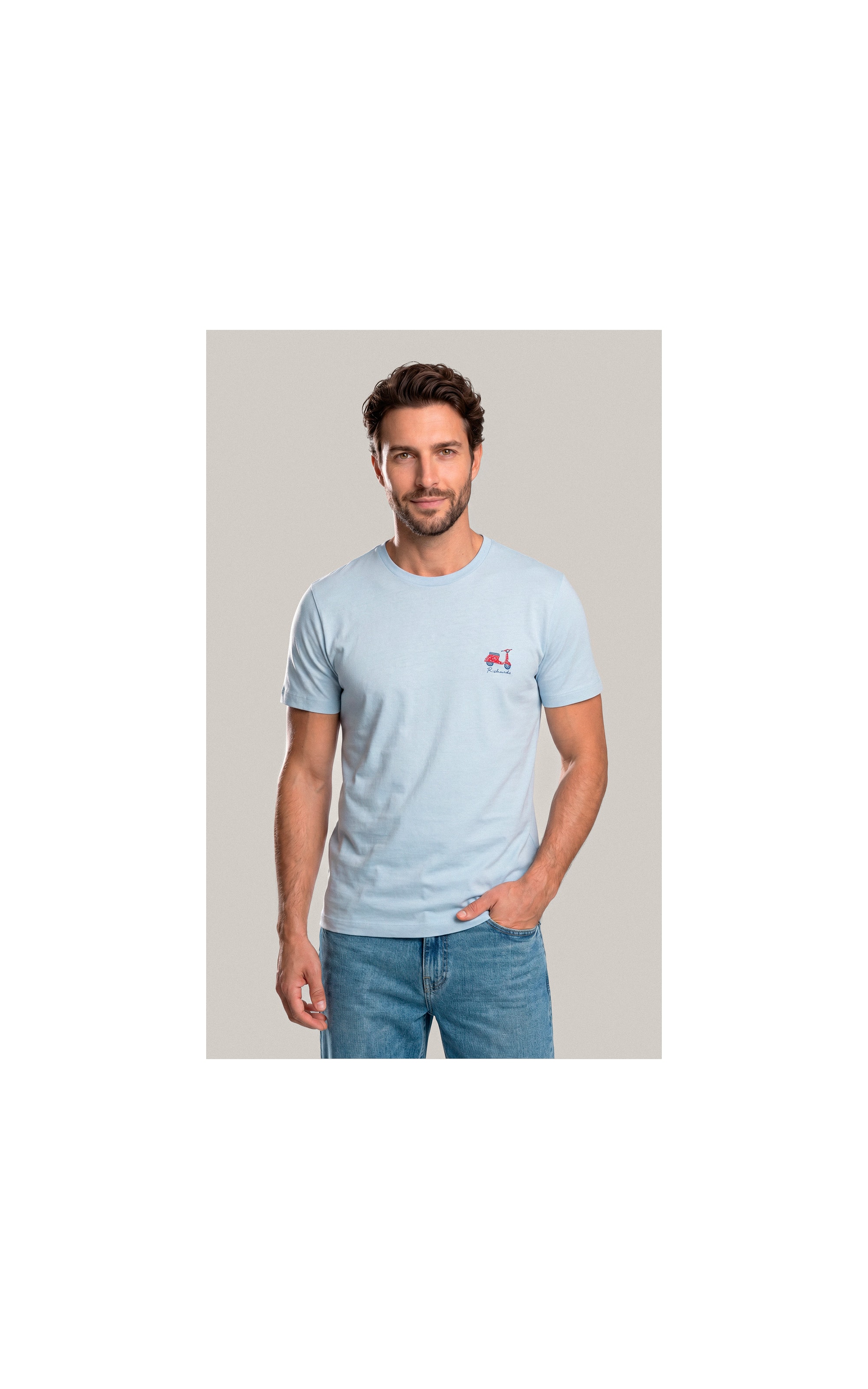 T-Shirt Mm Fd Vespa Peito Azul Claro
