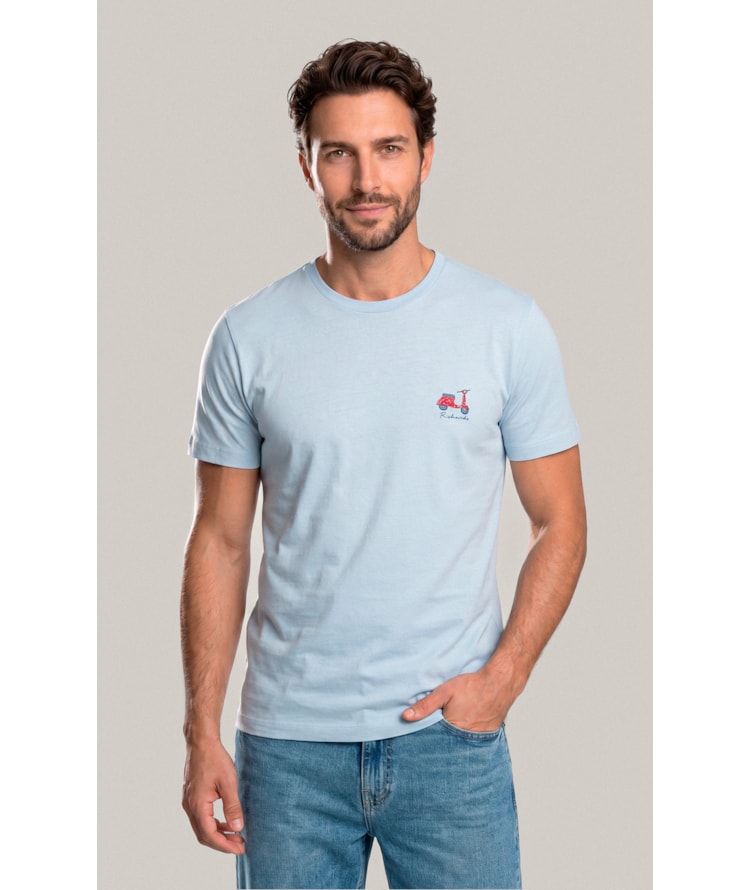 T-Shirt Mm Fd Vespa Peito Azul Claro