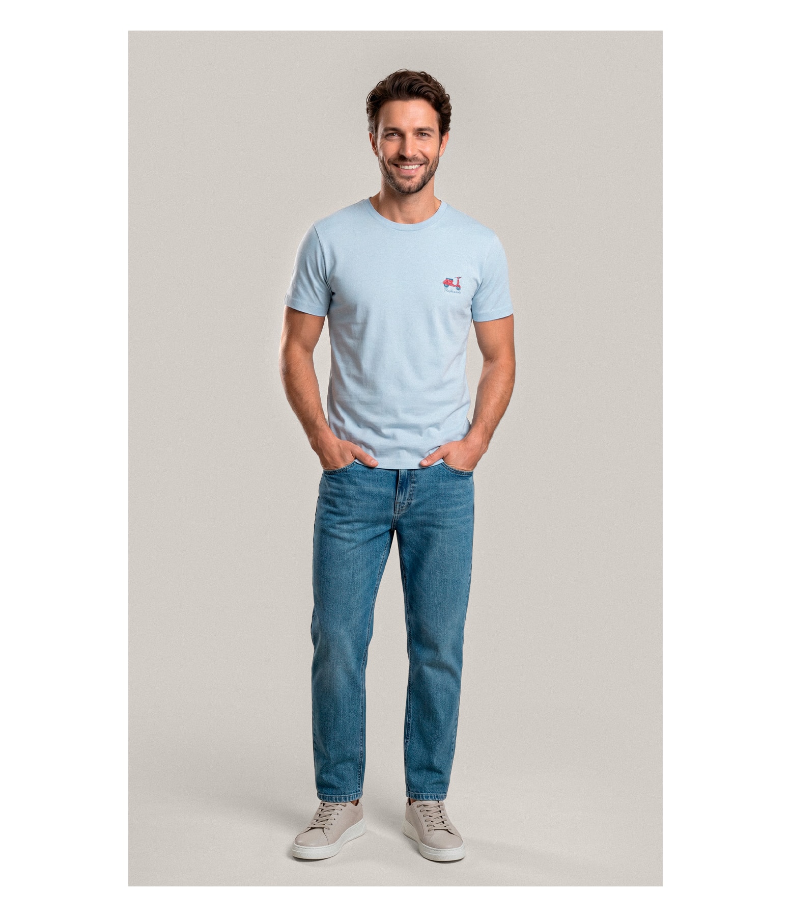 T-Shirt Mm Fd Vespa Peito Azul Claro