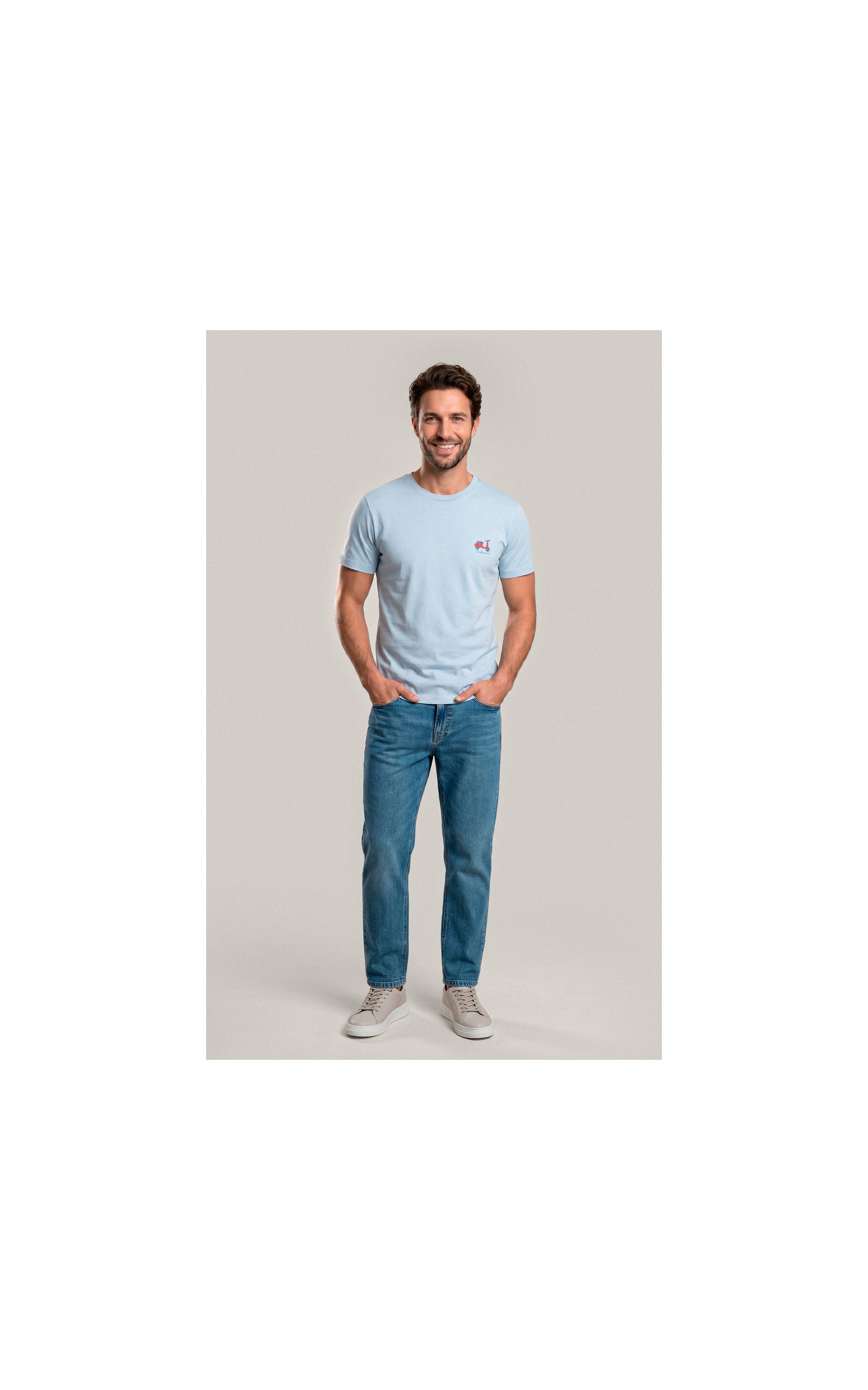 T-Shirt Mm Fd Vespa Peito Azul Claro