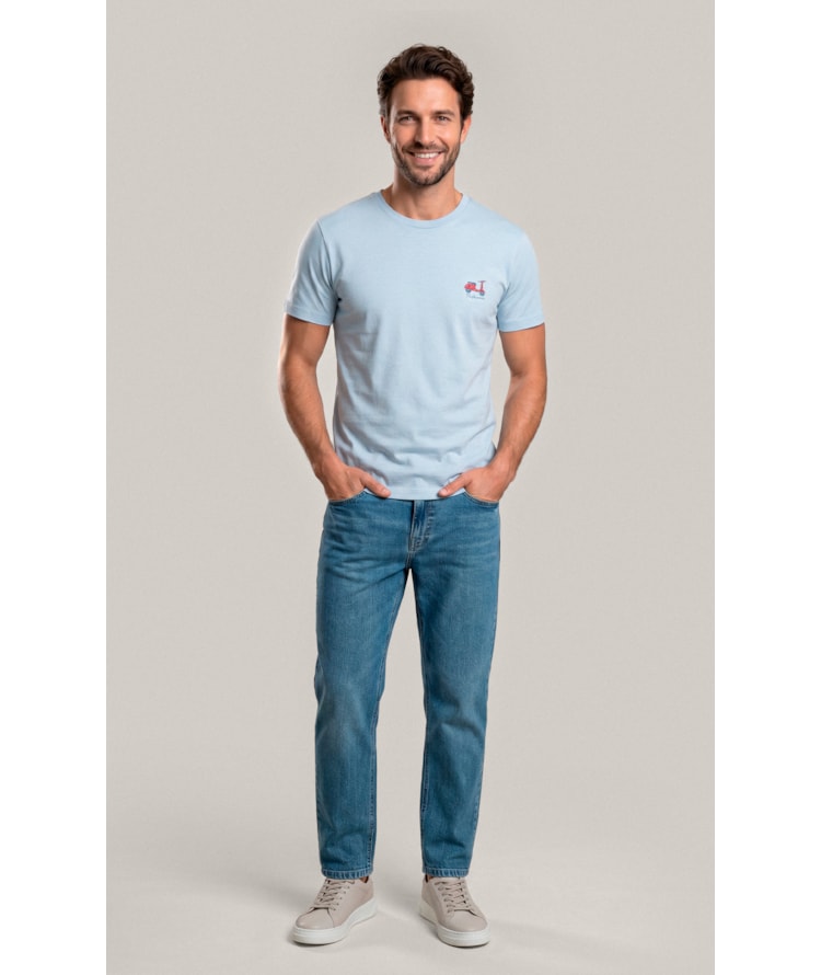 T-Shirt Mm Fd Vespa Peito Azul Claro